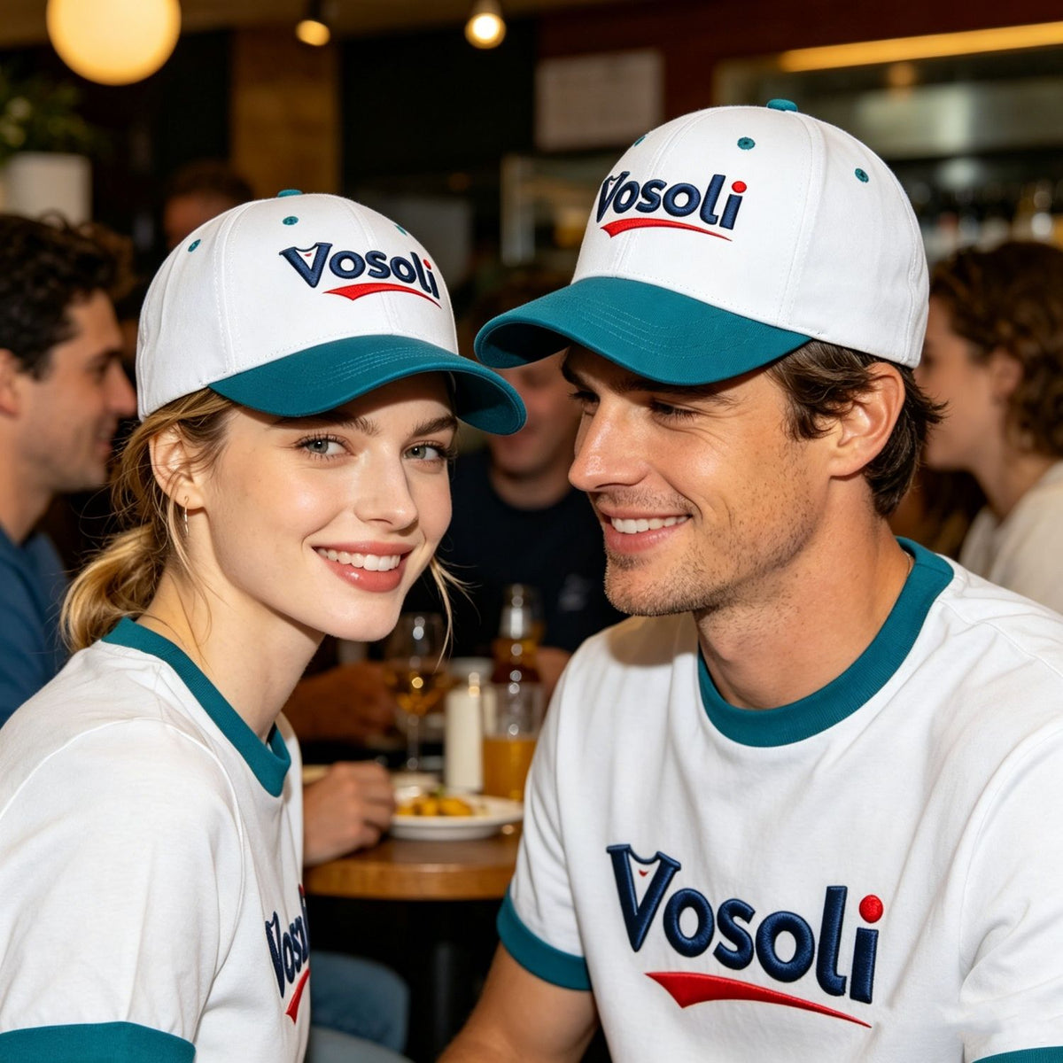 Custom Embroidered or Printed White & Turquoise Color Block Baseball Cap | Personalized Sport Hat