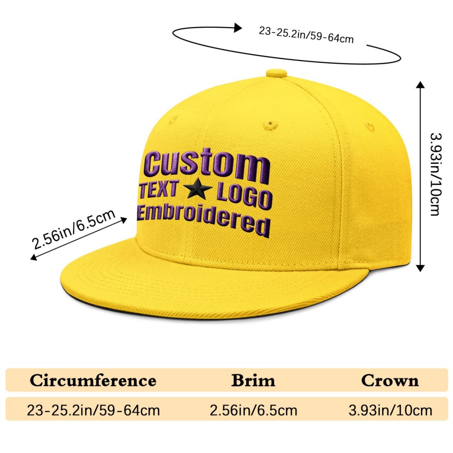 Custom Embroidered or Printed Yellow Flat-Brim Cap | Personalized Sport Hat