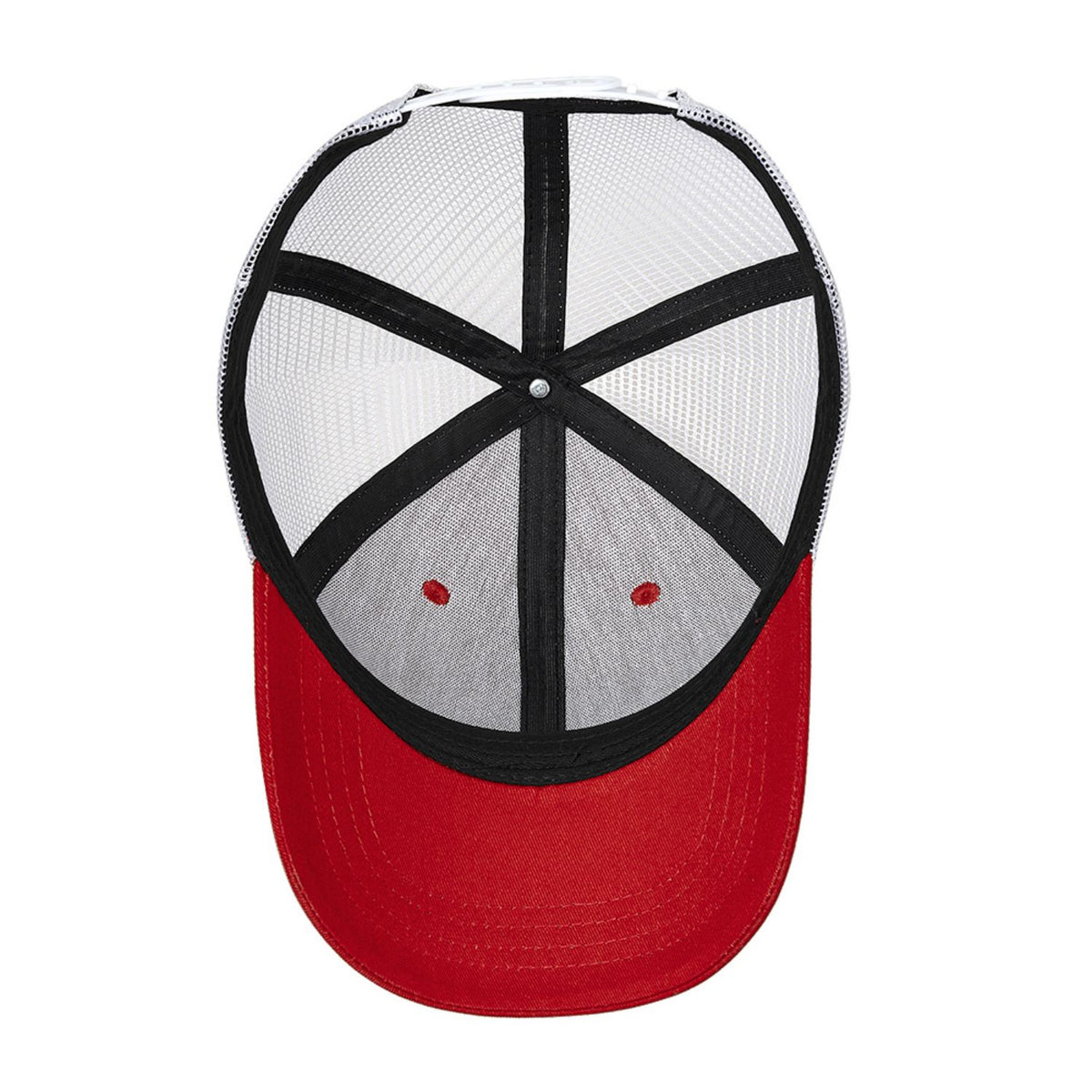 Custom Embroidered or Printed Red & White Trucker Cap | Breathable mesh cap