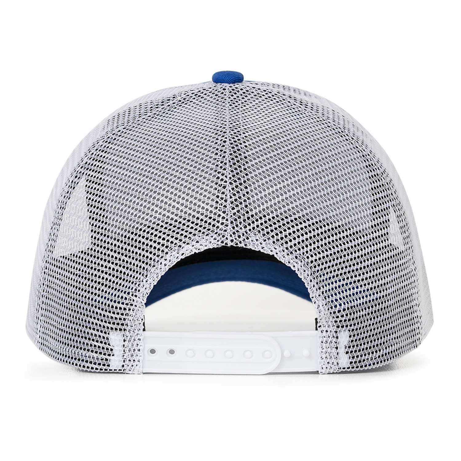 Custom Embroidered or Printed Royal Blue & White Trucker Cap | Breathable mesh cap