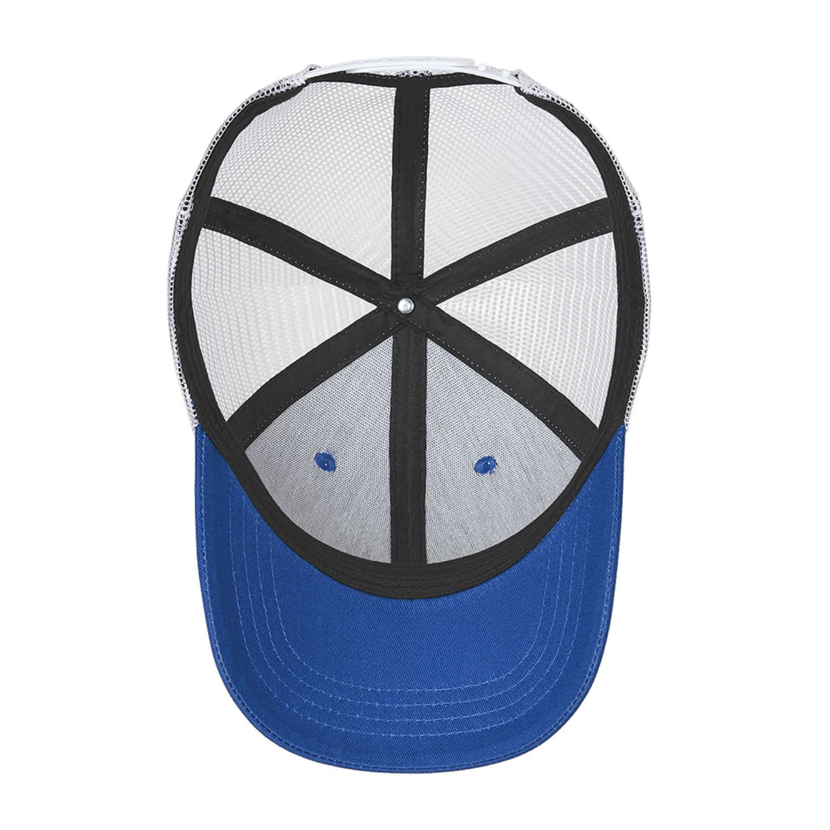 Custom Embroidered or Printed Royal Blue & White Trucker Cap | Breathable mesh cap