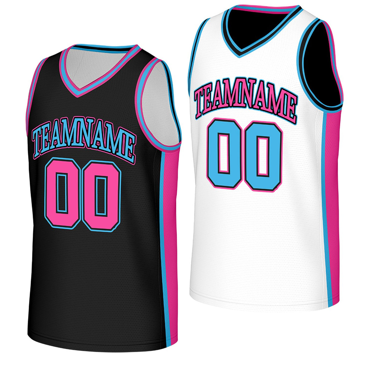custom fast shipping custom basketball jerseys black white reversible by Vosoli, Personalized team name, number &amp; logo. Fast delivery.