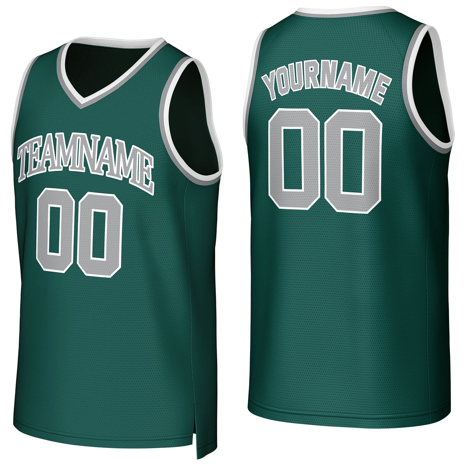 Custom Forest Green & Gray Mesh Basketball Jersey | Personalized Team Uniform for youth & adults
