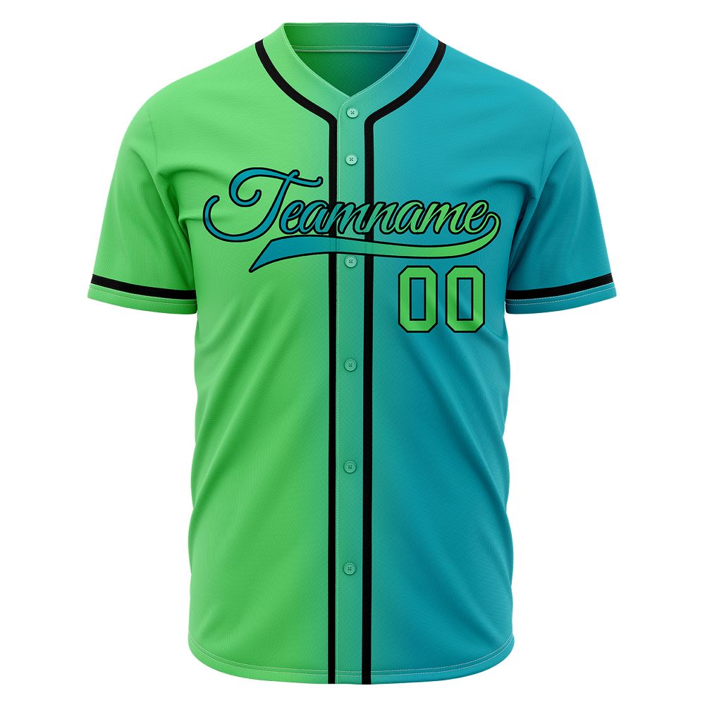 Custom Double Green Gradient Baseball Jersey | Personalized Two-Tone Fade Team Uniform