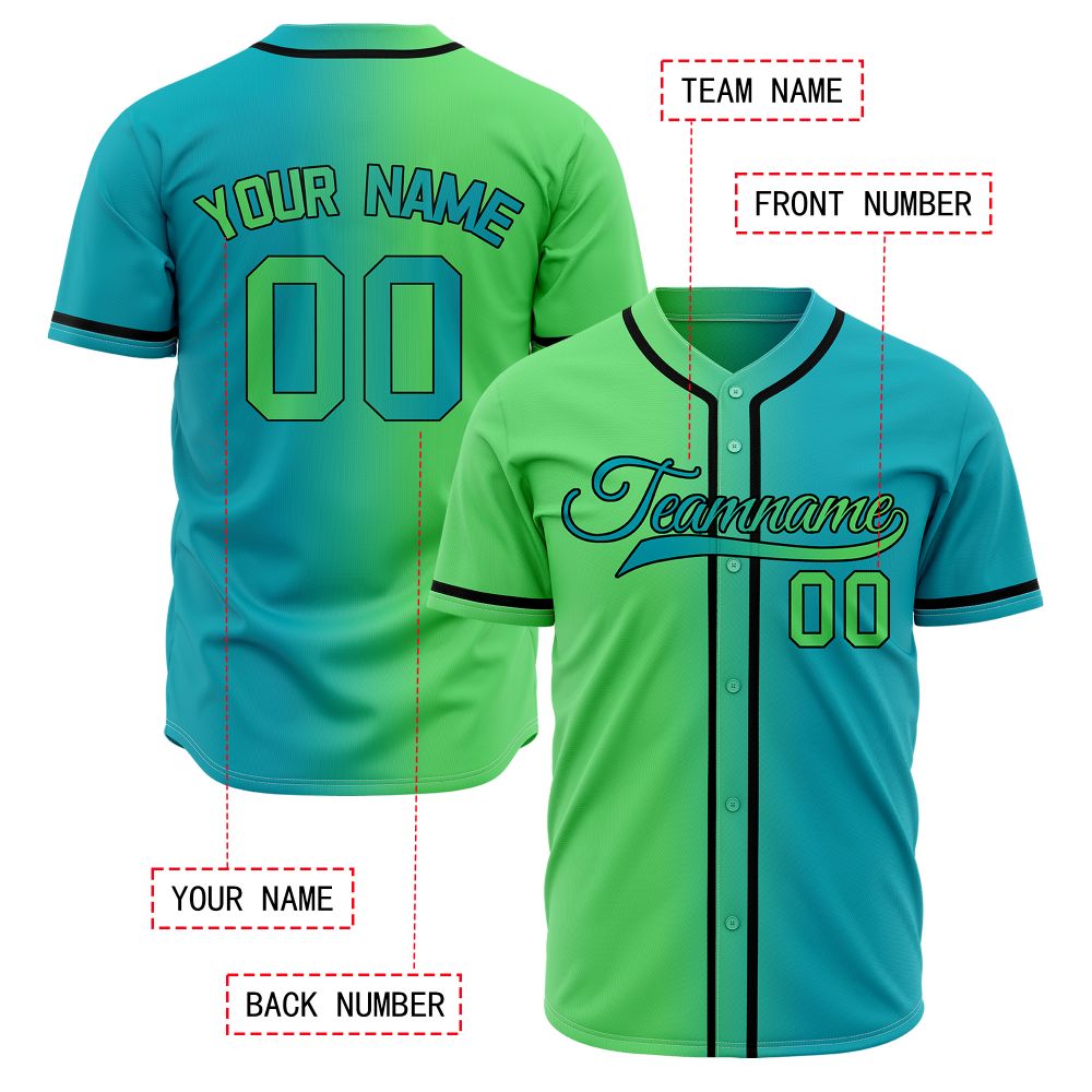 Custom Double Green Gradient Baseball Jersey | Personalized Two-Tone Fade Team Uniform