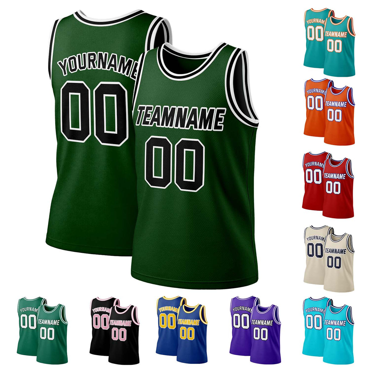 Custom Forest Green & Black Mesh Basketball Jersey | Personalized Team Uniform