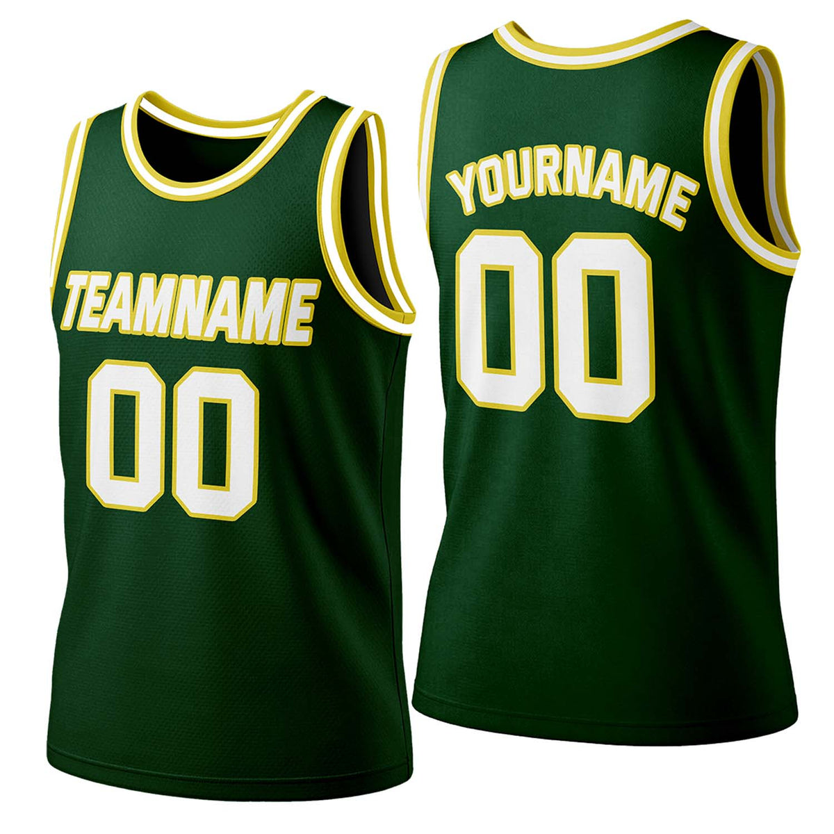 Custom forestgreen-white mesh basketball jersey by Vosoli | Personalized name &amp; number team uniform for youth &amp; adults