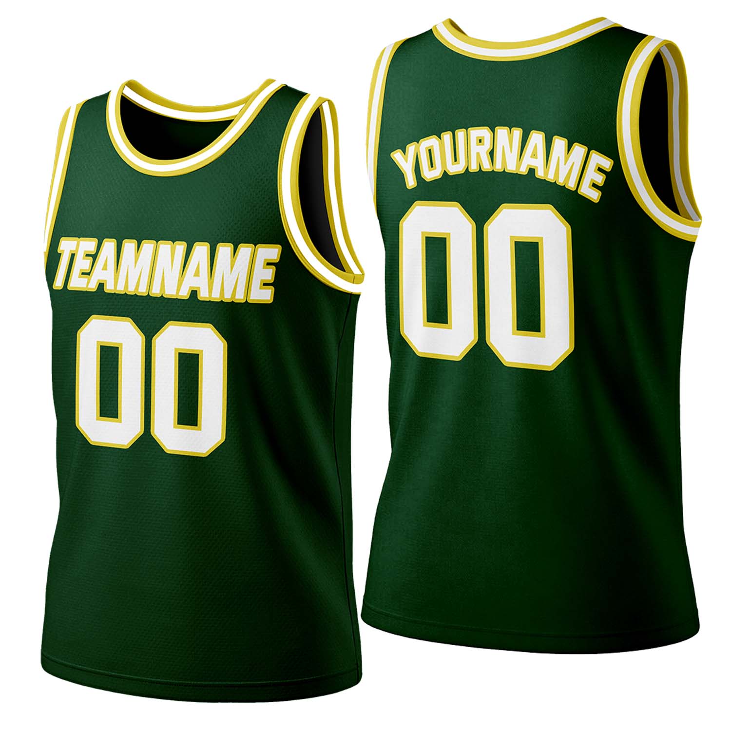 Custom forestgreen-white mesh basketball jersey by Vosoli | Personalized name & number team uniform for youth & adults