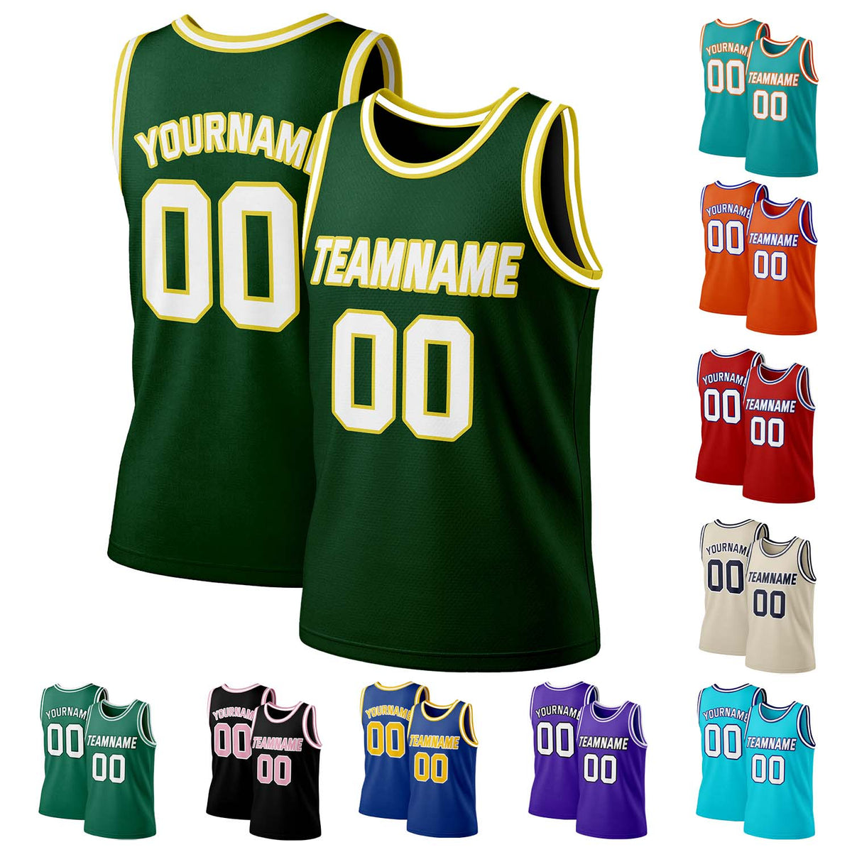 Custom Forest Green & White Mesh Basketball Jersey | Personalized Team Uniform