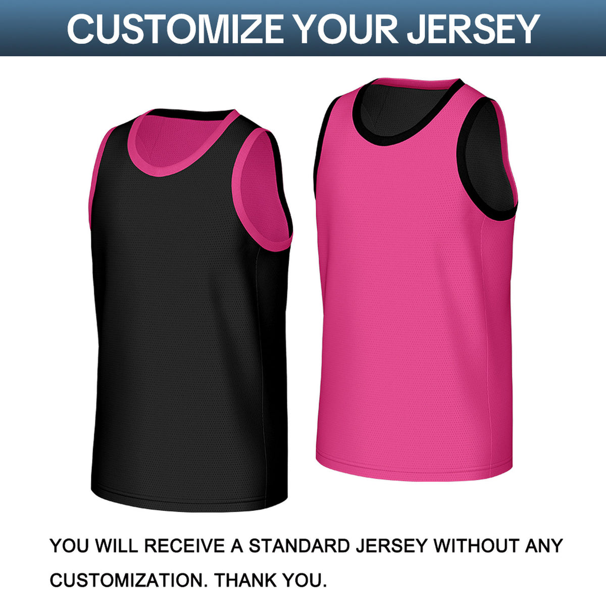 Custom Black & Pink Reversible Basketball Jersey | Personalized Team Name & Number Sleeveless Mesh Jersey for Men Women Youth