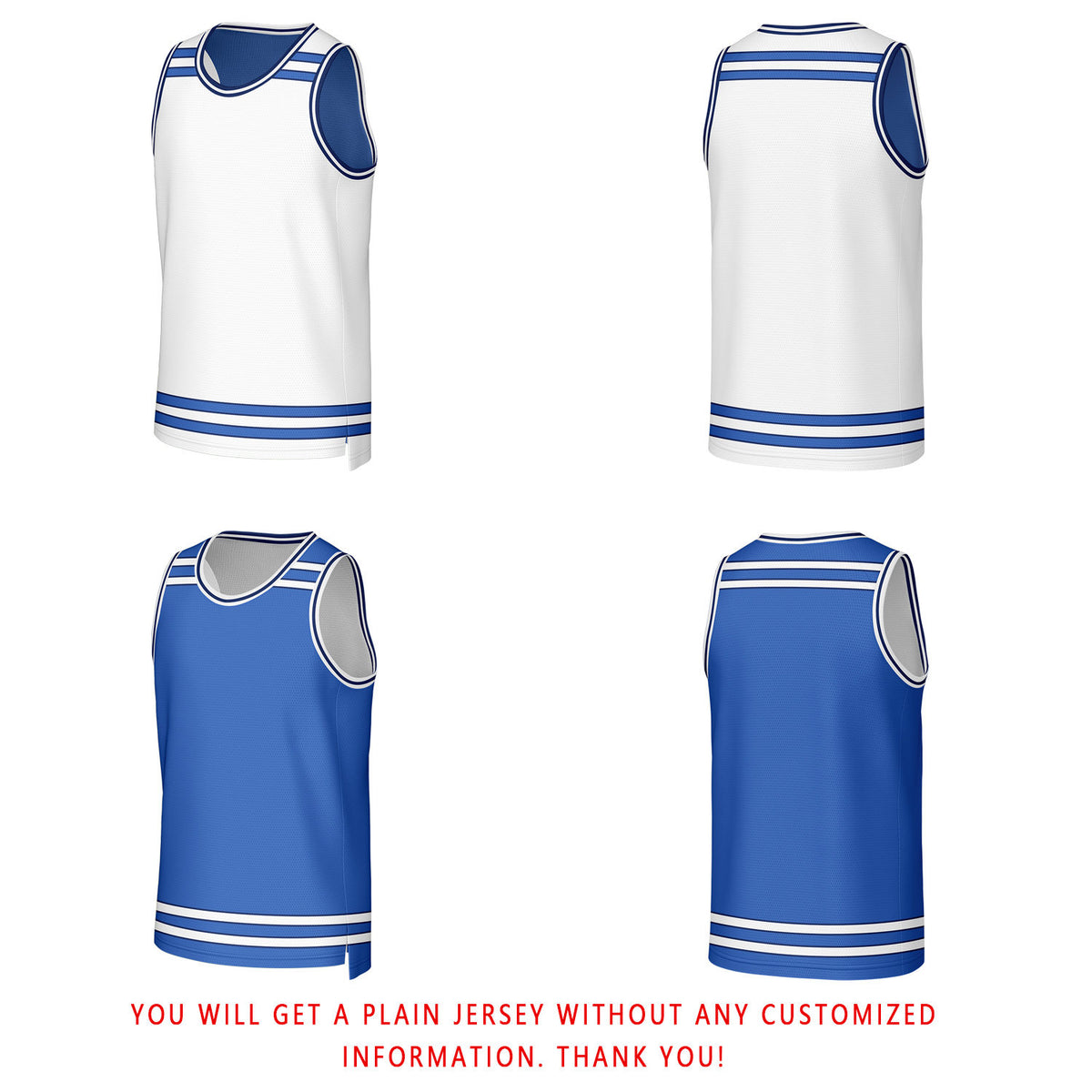 Custom White & Blue Reversible Basketball Jersey | Personalized Team Jerseys for Adult & Youth