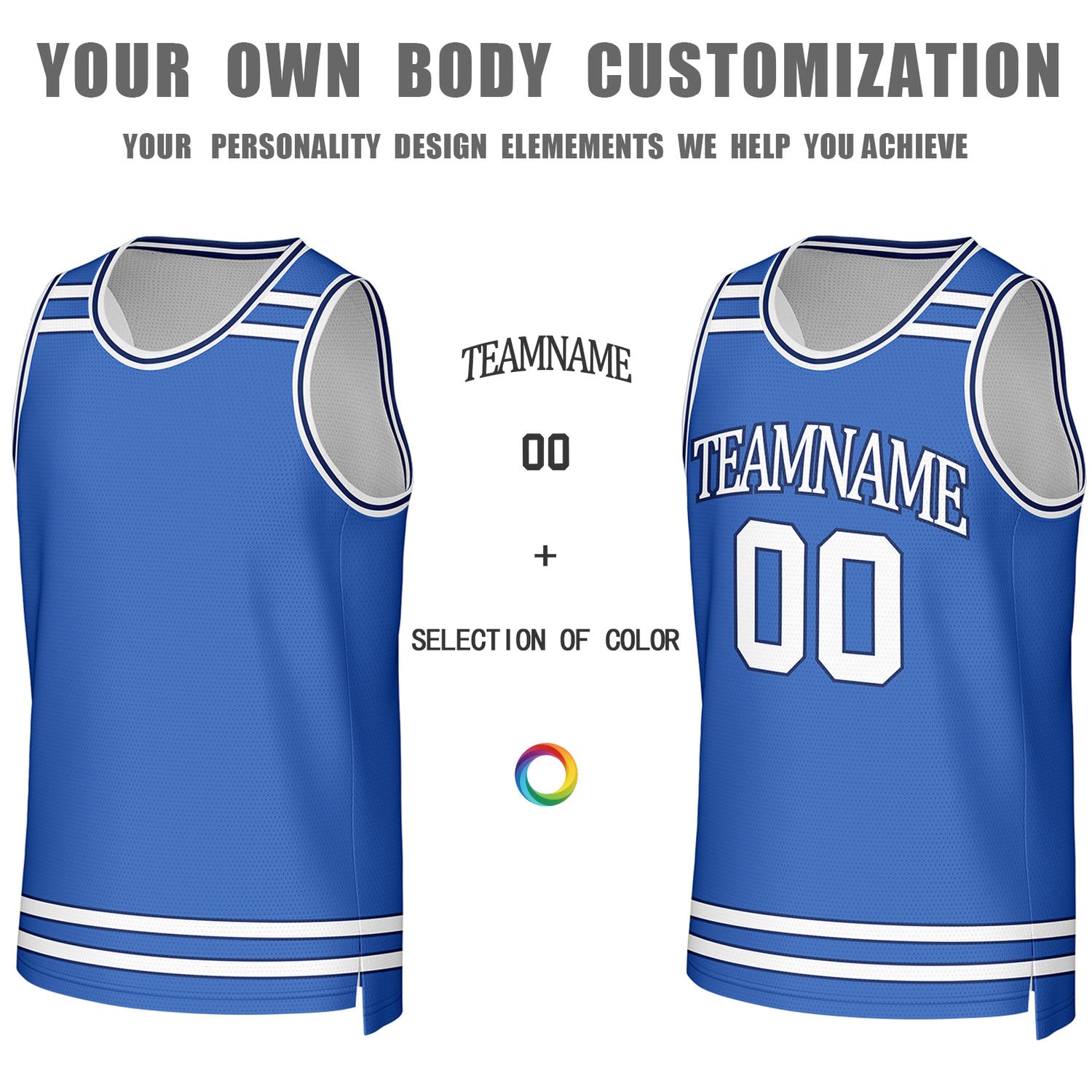 Custom White & Blue Reversible Basketball Jersey | Personalized Team Jerseys for Adult & Youth