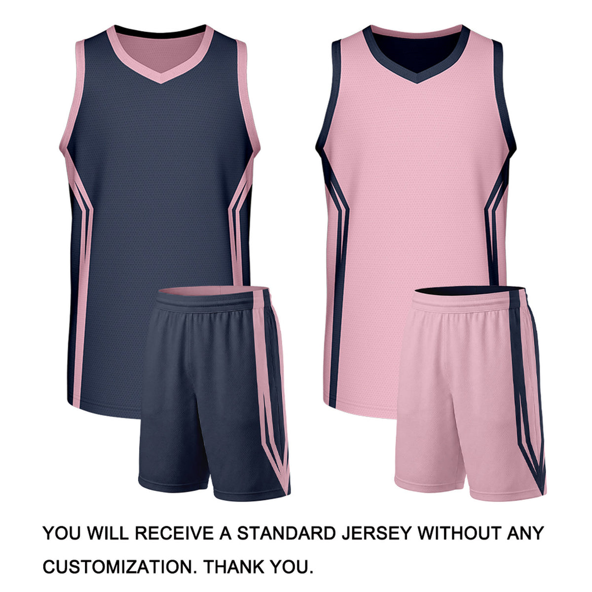Custom Navy & Light Pink Two Sided Basketball Uniform Set | Personalized Team Uniforms for Adult & Youth