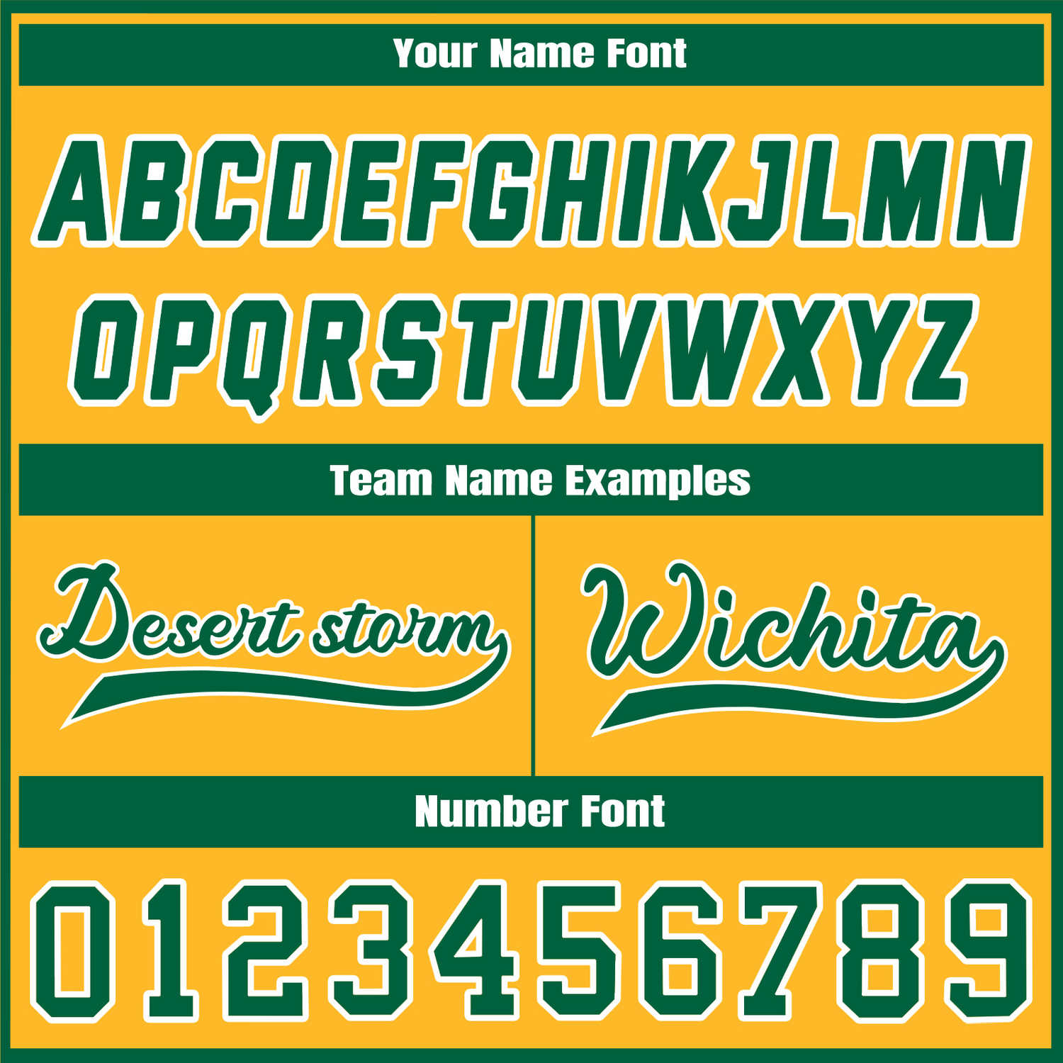 Custom Gold & Forest Green Contrast Sleeve Varsity Baseball Jacket | Personalized Team Name & Number