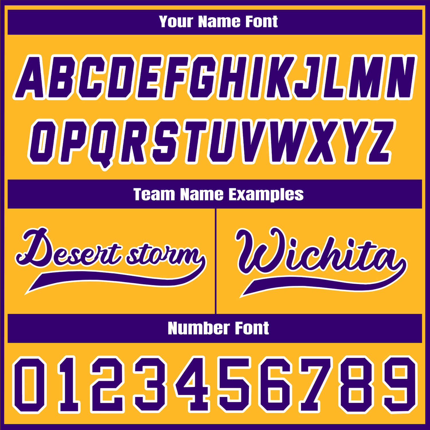 Custom Gold & Purple Contrast Sleeve Varsity Baseball Jacket | Personalized Team Name & Number