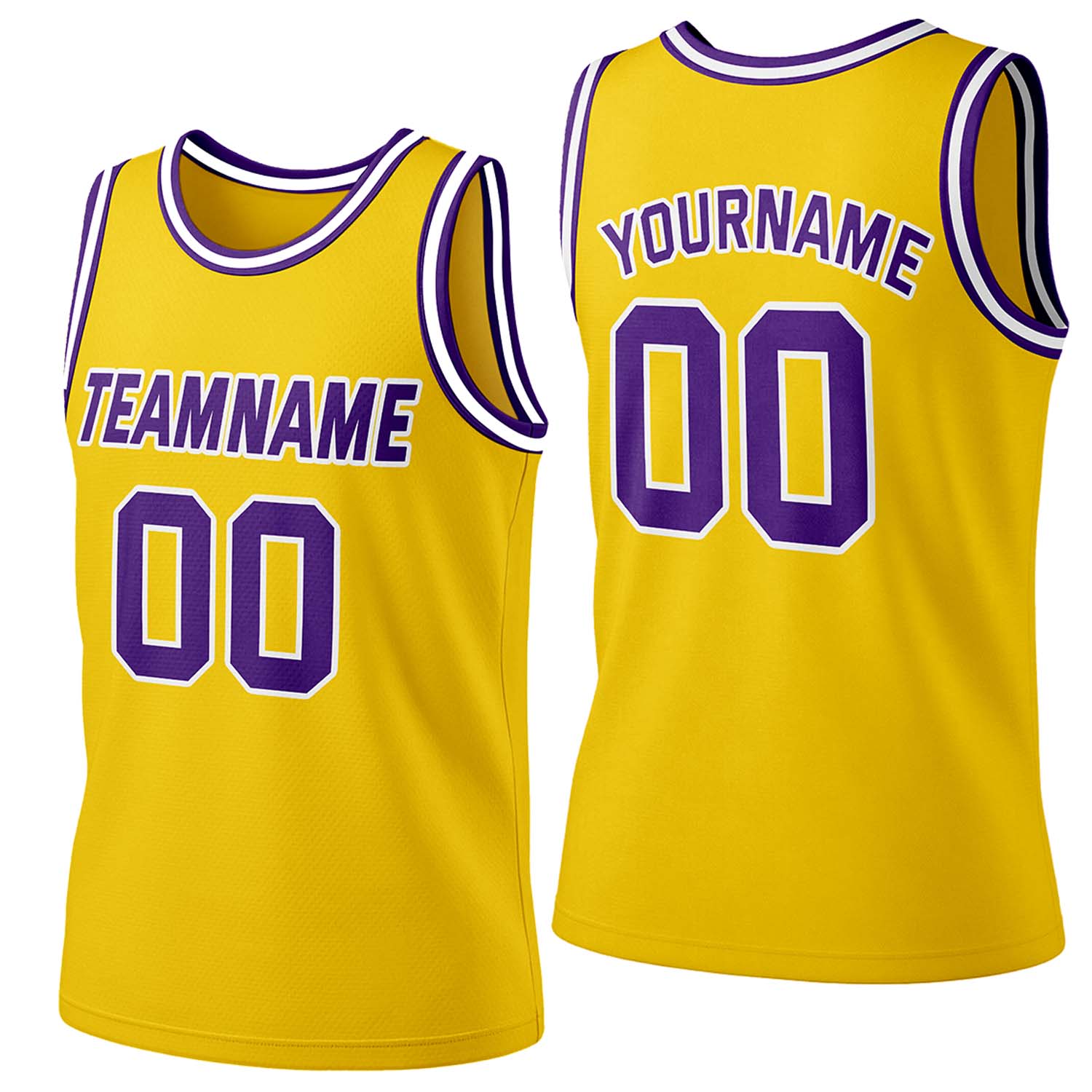 Custom Gold & Purple Mesh Basketball Jersey | Personalized Team Uniform