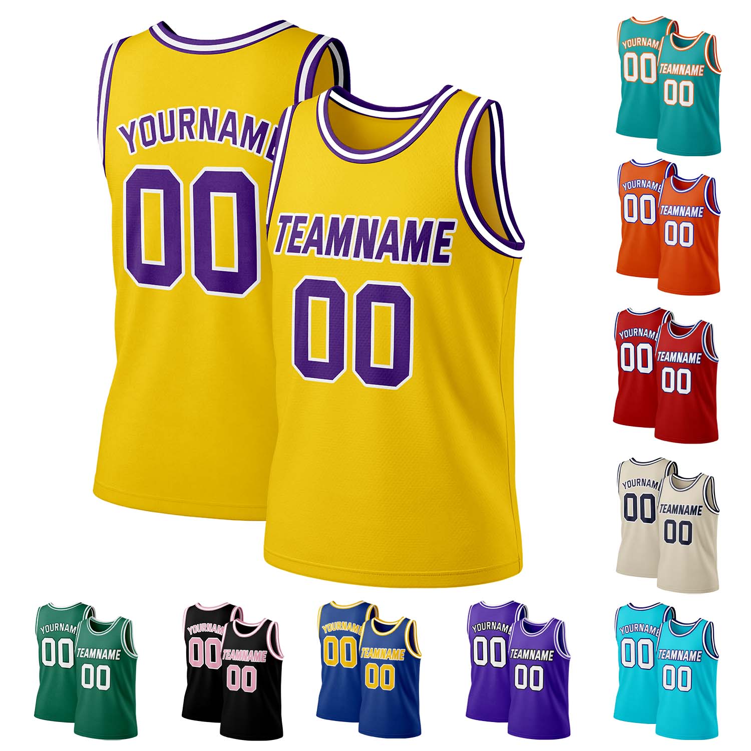 Custom Gold & Purple Mesh Basketball Jersey | Personalized Team Uniform