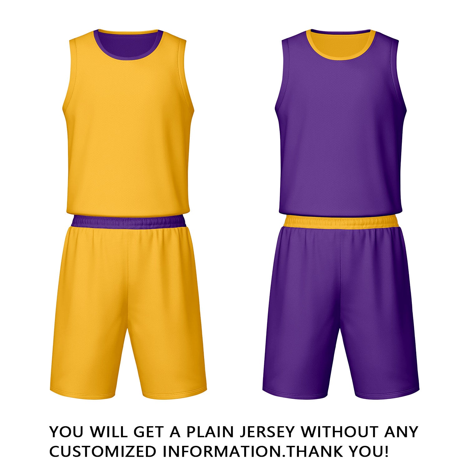 Custom Gold Purple Reversible Basketball Jersey Set | Personalized Name Number Mesh Sports Uniform