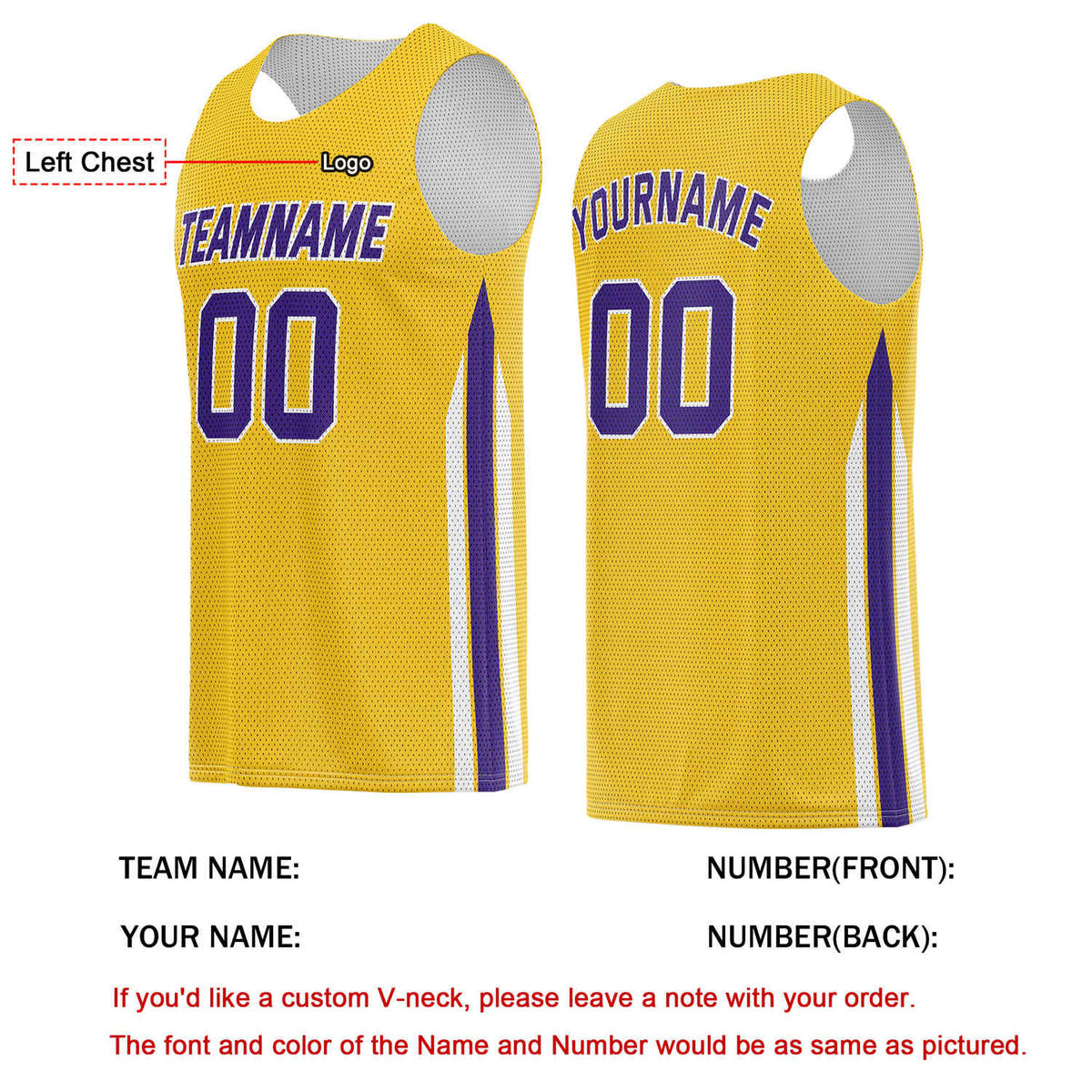 Custom Gold & Purple Basketball Jersey | Personalized Team Kit - Vosoli