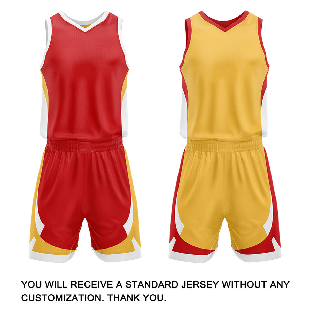 Custom Gold Red Reversible Basketball Jersey Set | Personalized Name Number Mesh Sports Uniform