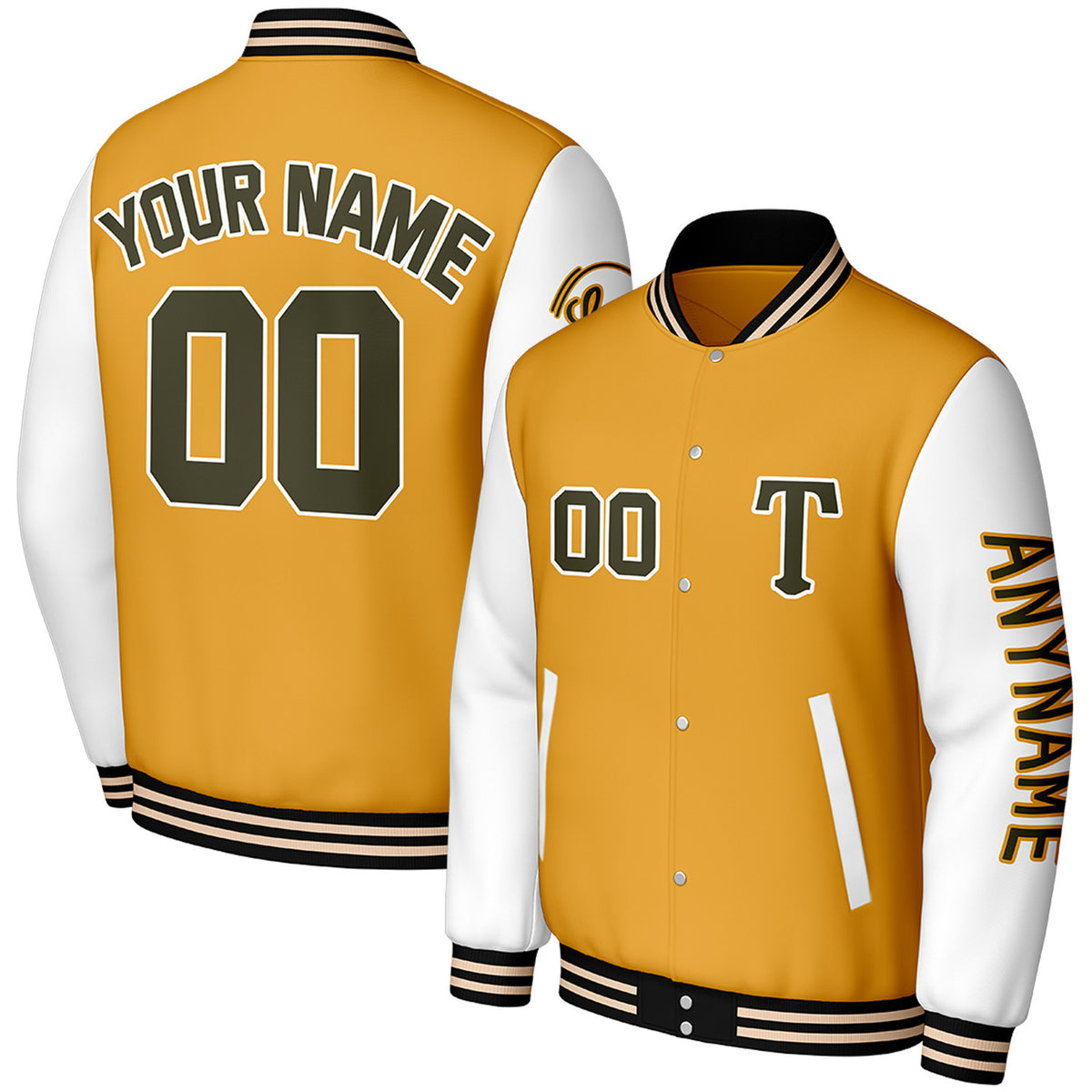 custom baseball jackets for tournaments by Vosoli, personalized stitched name, number &amp; logo, classic button up varsity letterman jacket for tournament team and casual wear