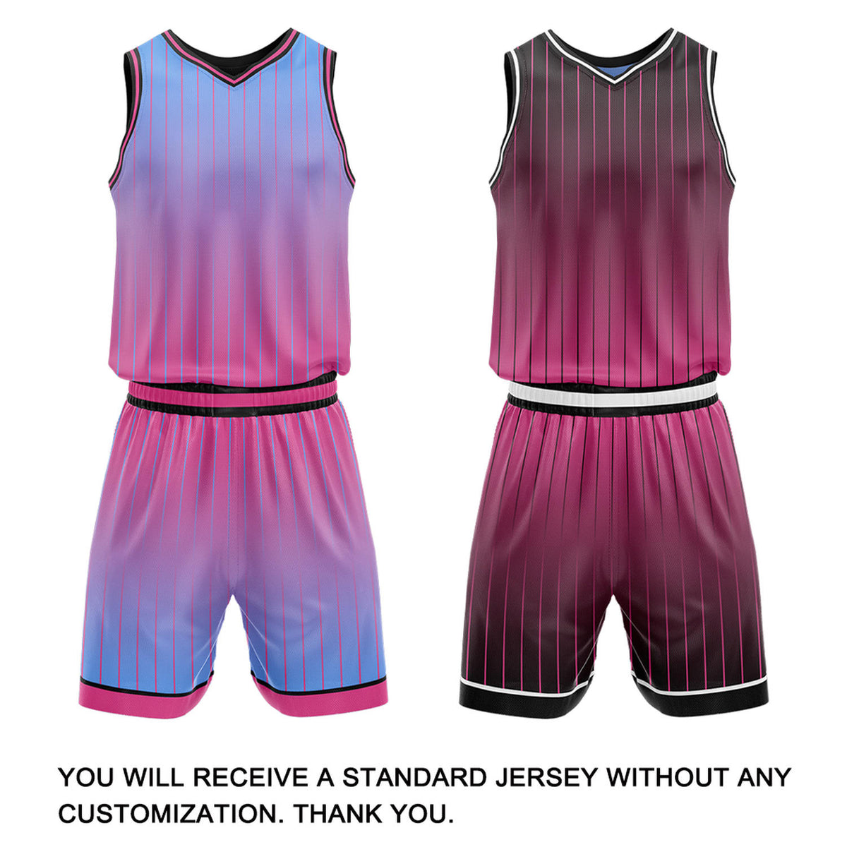 Custom Gradient Cyan & Fuchsia Pinstripe Reversible Basketball Jersey Shorts Set | Personalized Team Uniform