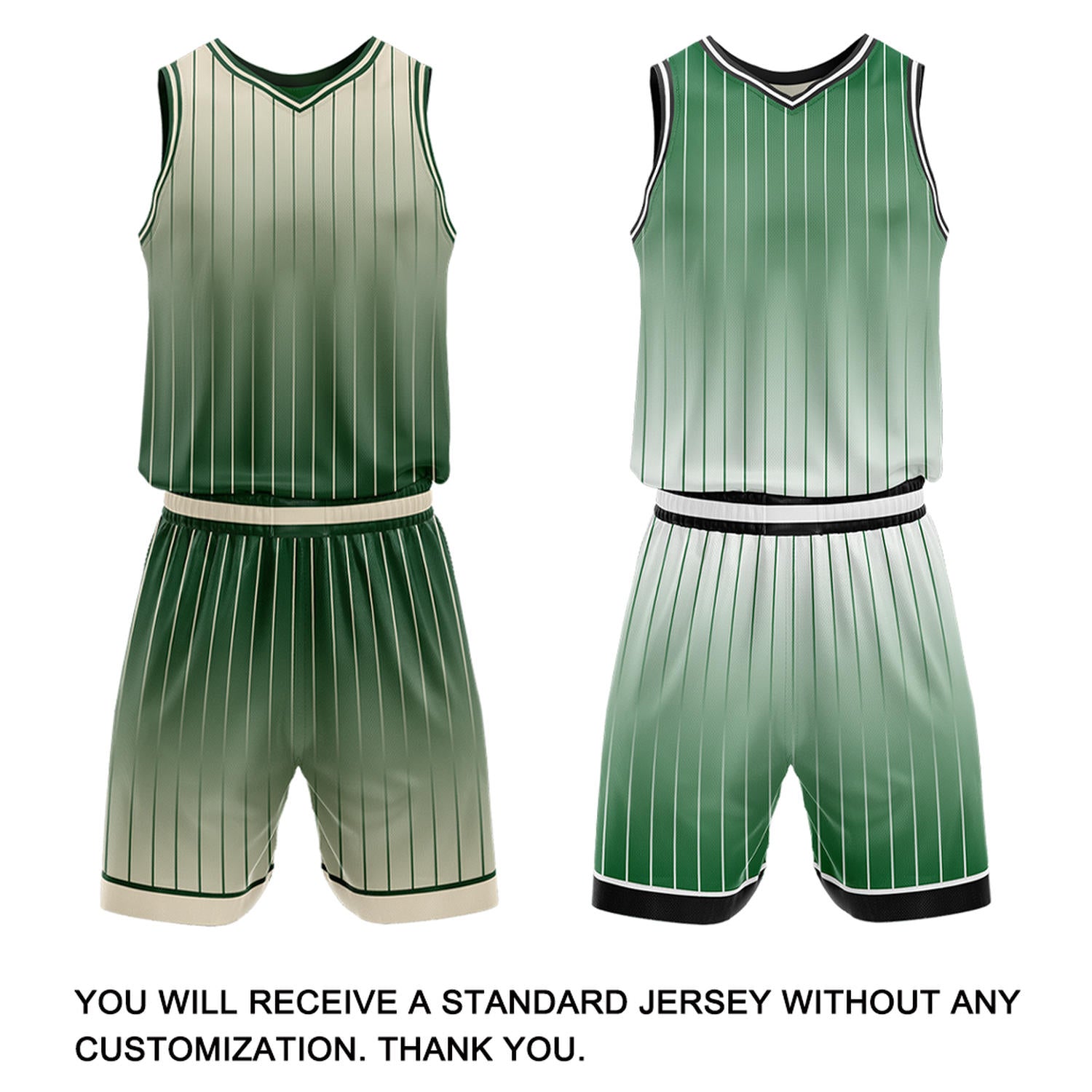Custom Gradient Dark Green Pinstripe Reversible Basketball Jersey Shorts Set | Personalized Team Uniform
