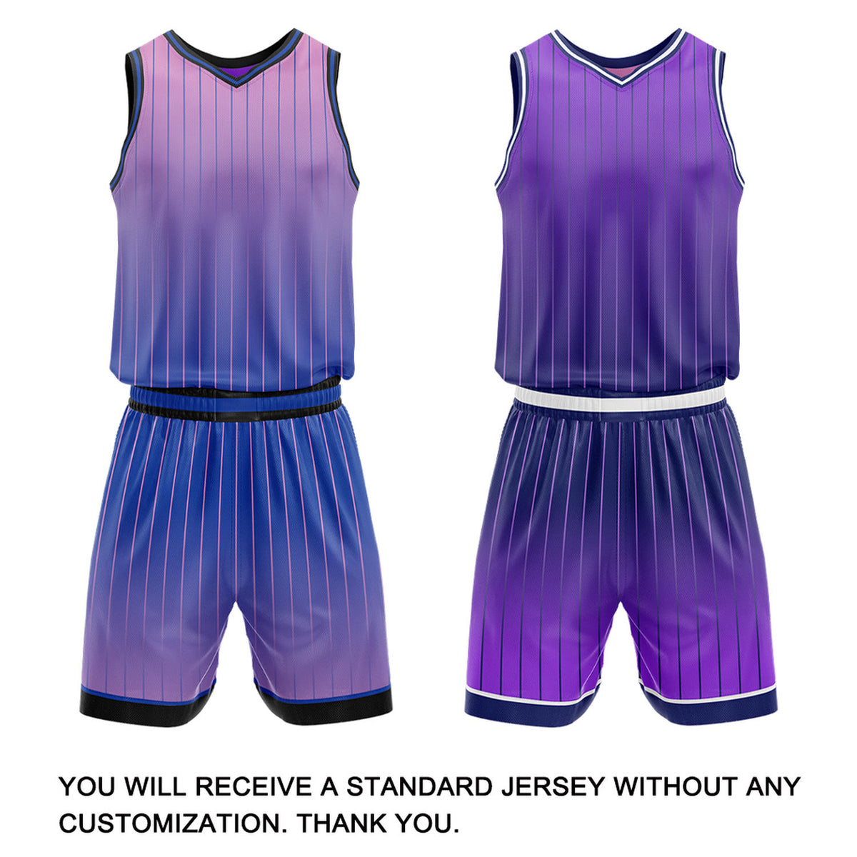 Custom Gradient Purple & Lilac Pinstripe Reversible Basketball Jersey Shorts Set | Personalized Team Uniform