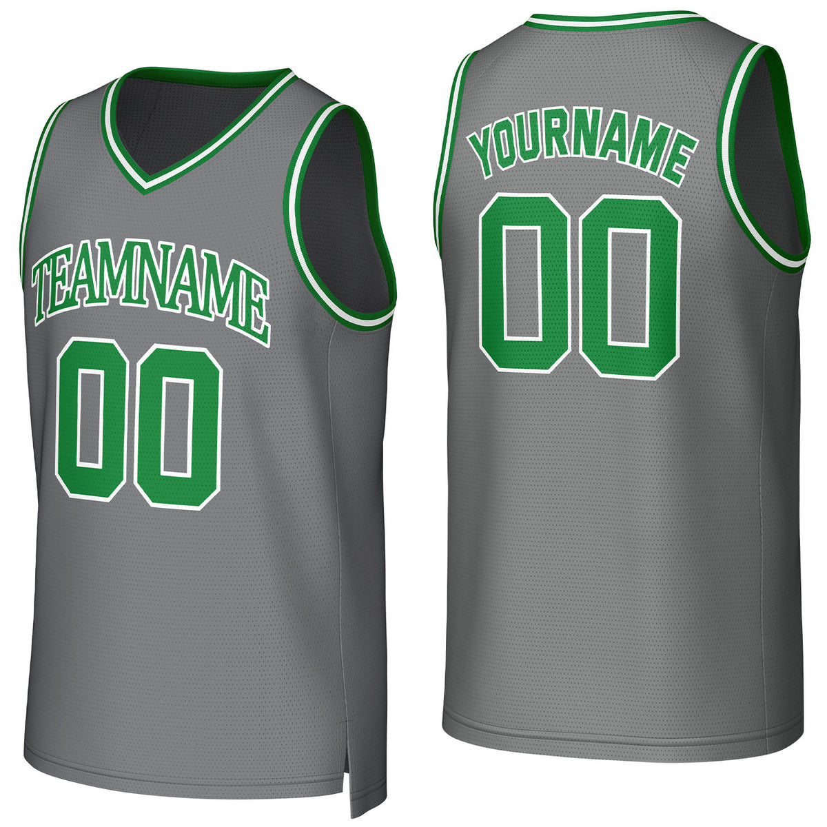 Custom gray-green mesh basketball jersey with logo, personalized name &amp; number, team uniform for men women youth game practice - Vosoli