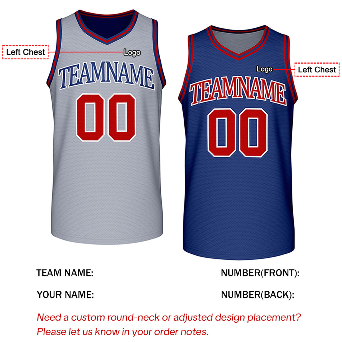 Custom Retro Gray & Navy Reversible Basketball Jersey | Personalized Team Jersey | Vosoli