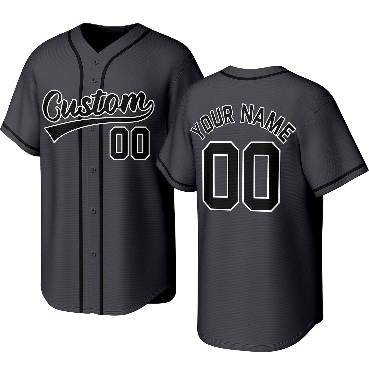 Custom gray baseball jersey with stitched logo, personalized name & number, button-front short-sleeve sports uniform for team men women youth game practice - Vosoli