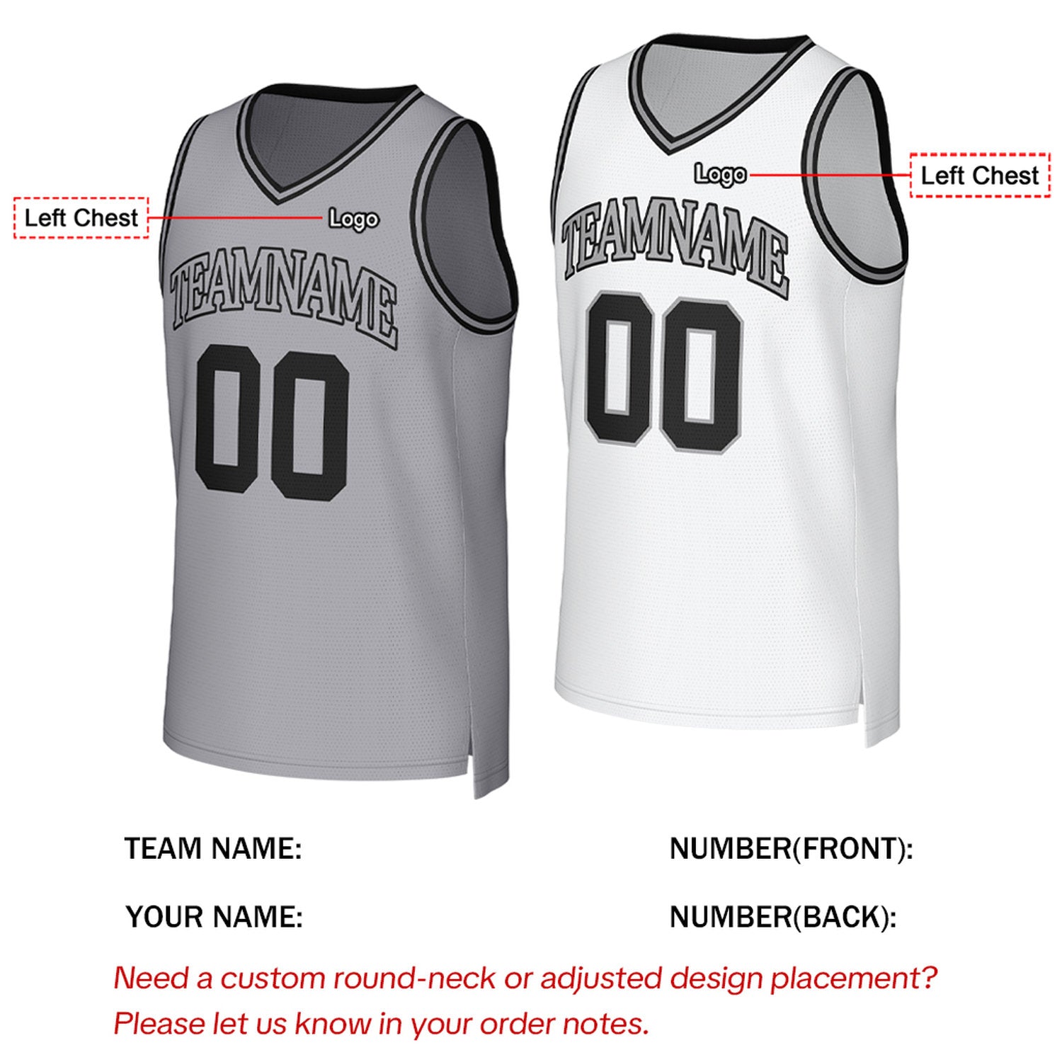 Custom Gray & White Reversible Basketball Jersey | Personalized Team Uniform