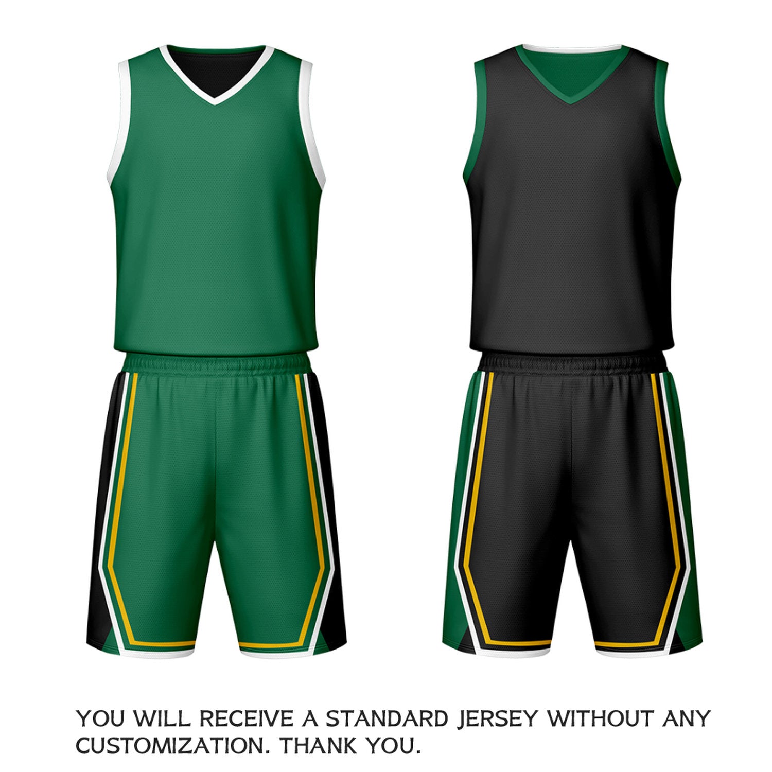 Custom Green Black Reversible Basketball Jersey Set | Personalized Name Number Mesh Sports Uniform