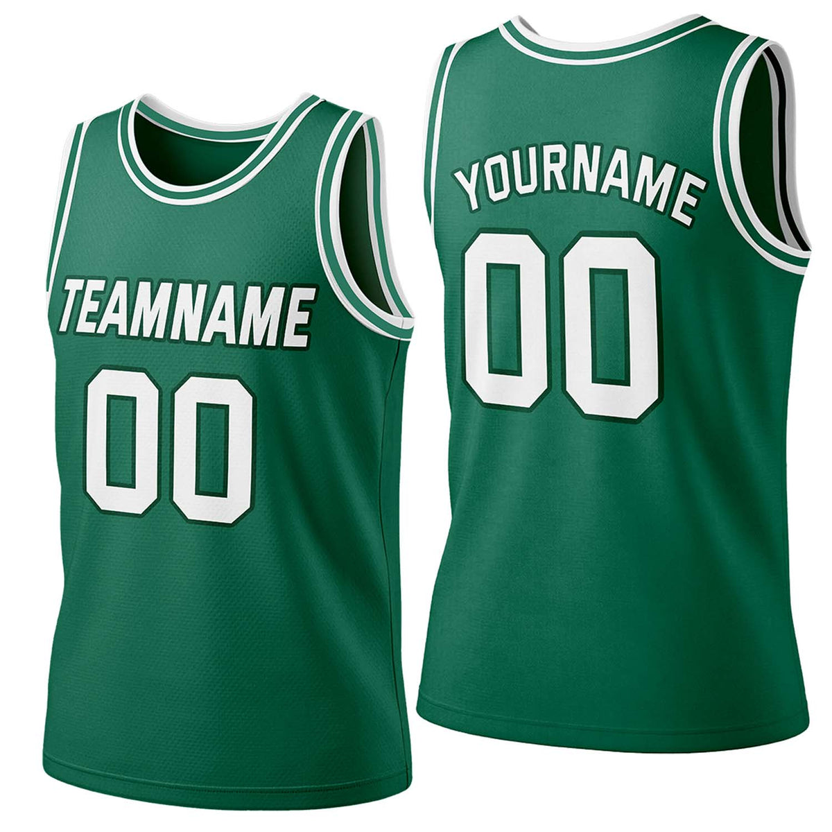 Custom green-white mesh basketball jersey by Vosoli | Personalized name &amp; number team uniform for youth &amp; adults