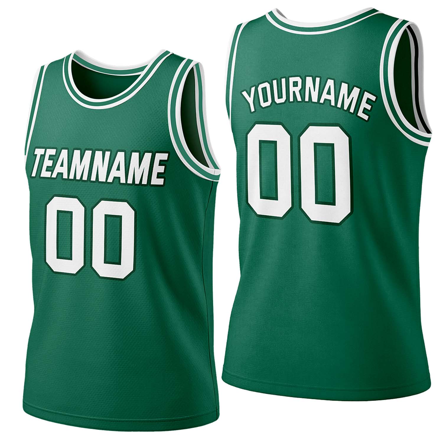 Custom green-white mesh basketball jersey by Vosoli | Personalized name & number team uniform for youth & adults