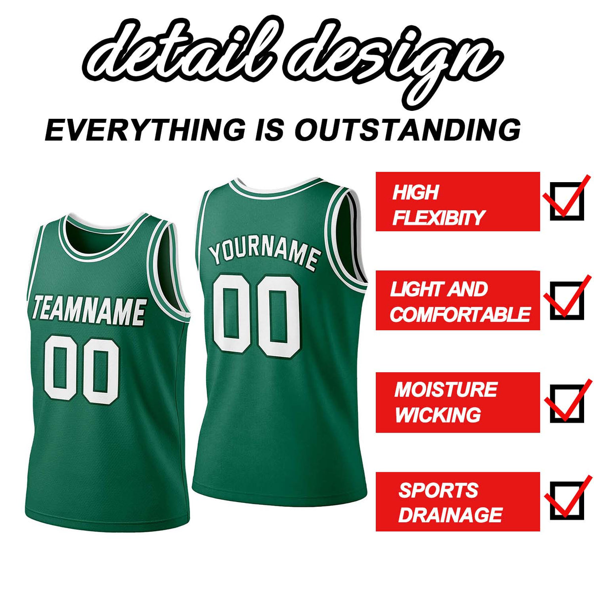 Custom Green & White Mesh Basketball Jersey | Personalized Team Uniform