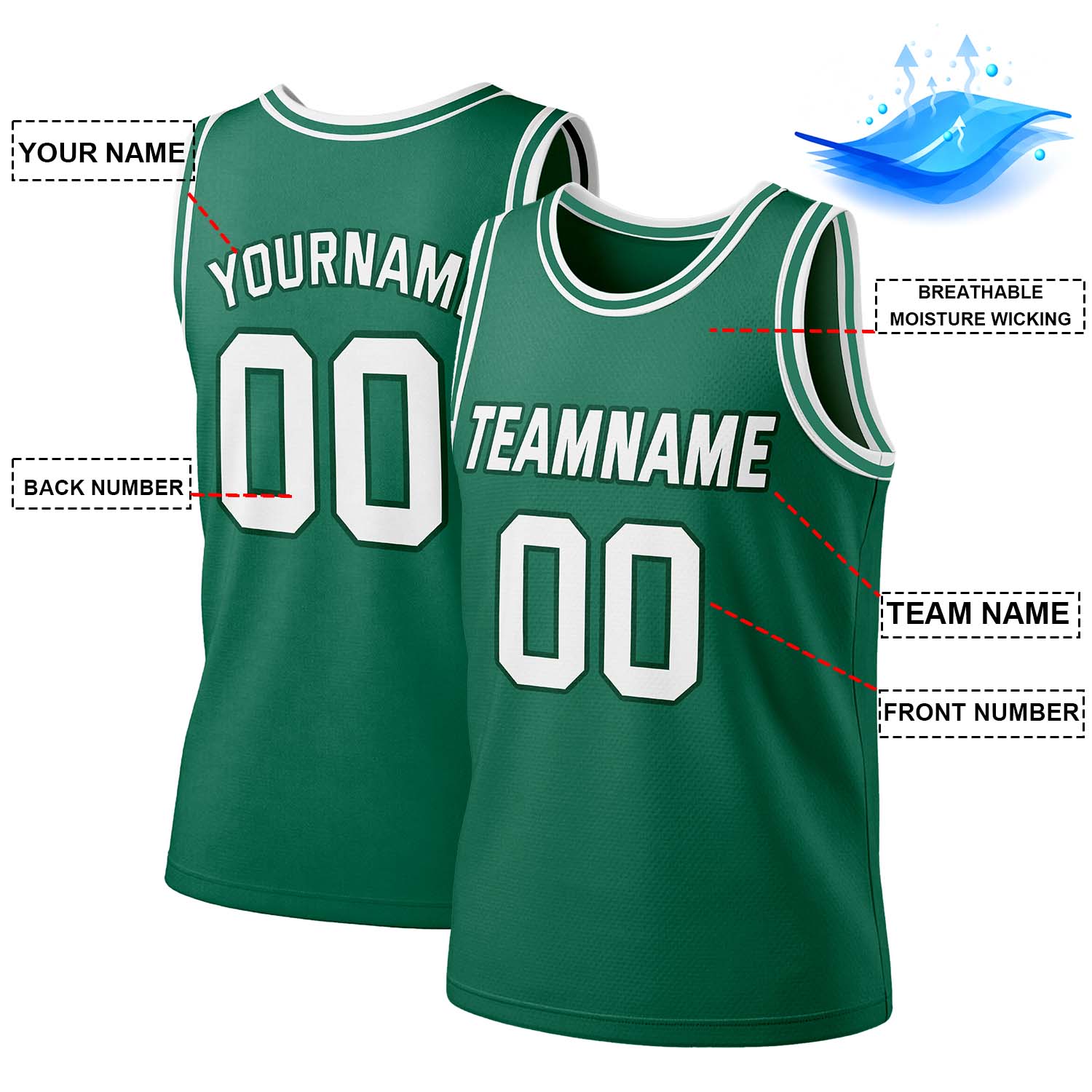 Custom Green & White Mesh Basketball Jersey | Personalized Team Uniform
