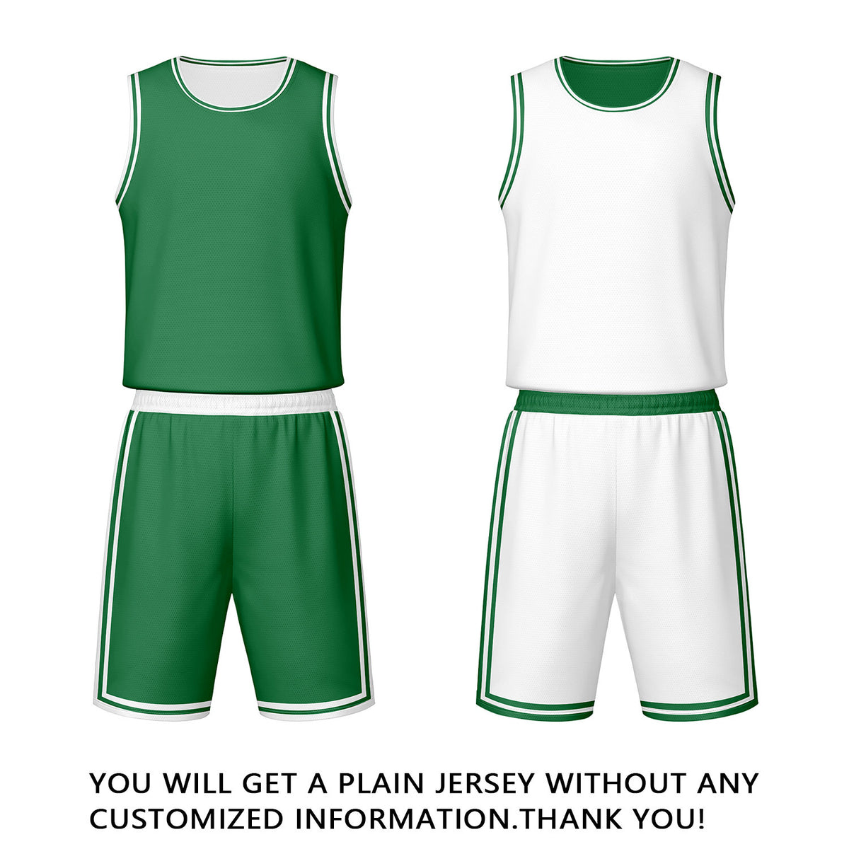 Custom Green & White Reversible Basketball Jersey Shorts Set | Personalized Team Uniform