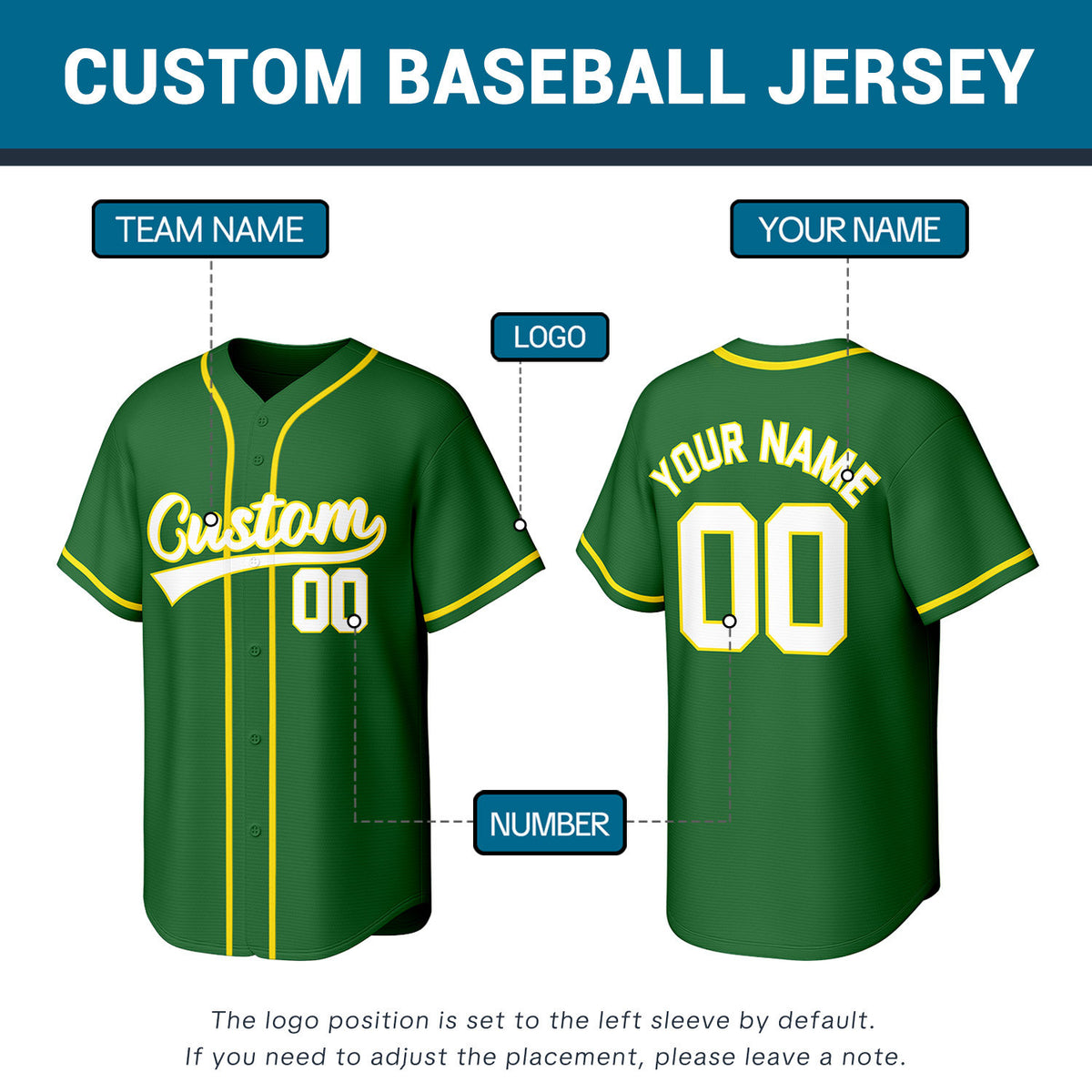 Custom Green & Yellow Personalized Baseball Jersey | Team Sports Uniform | Vosoli