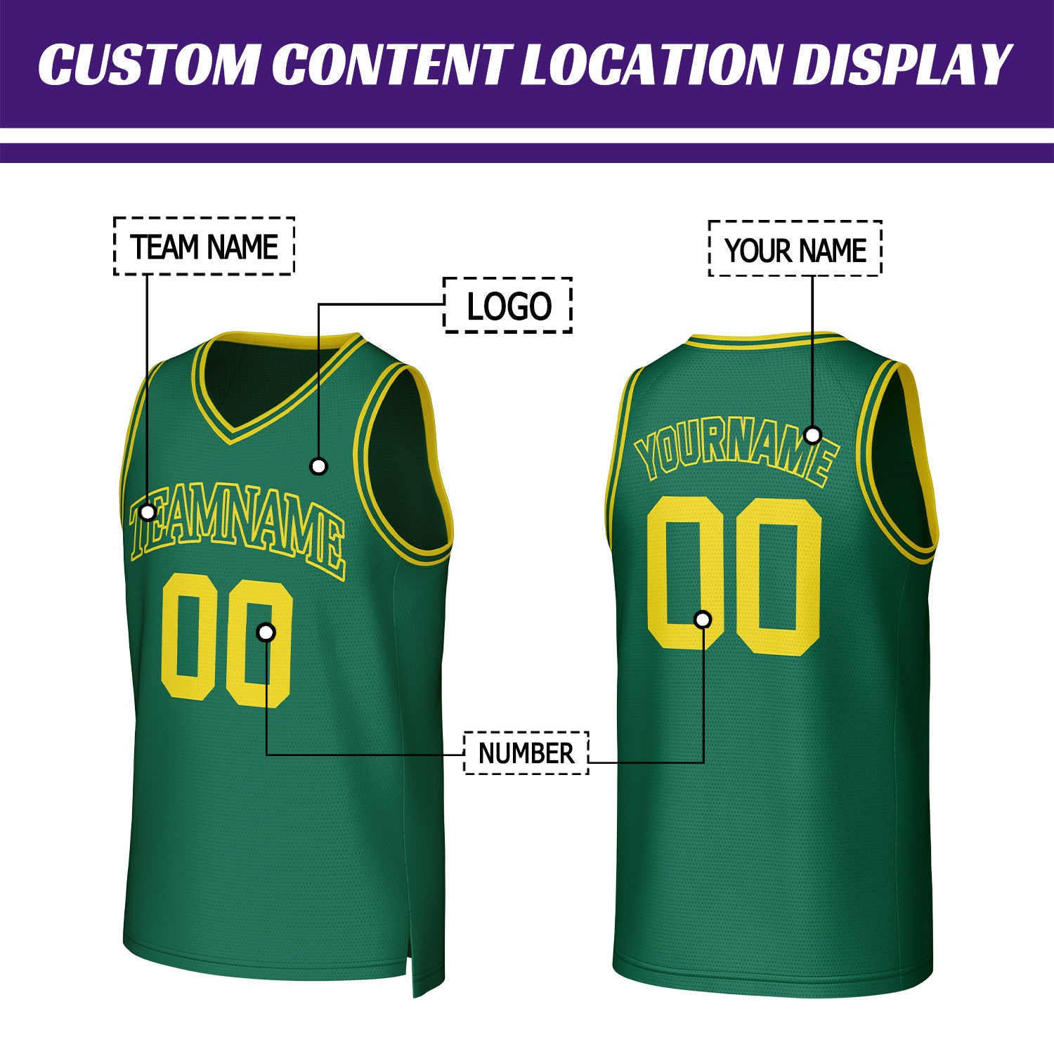 Custom Green & Yellow Basketball Jersey | Personalized Name & Number Team Uniform