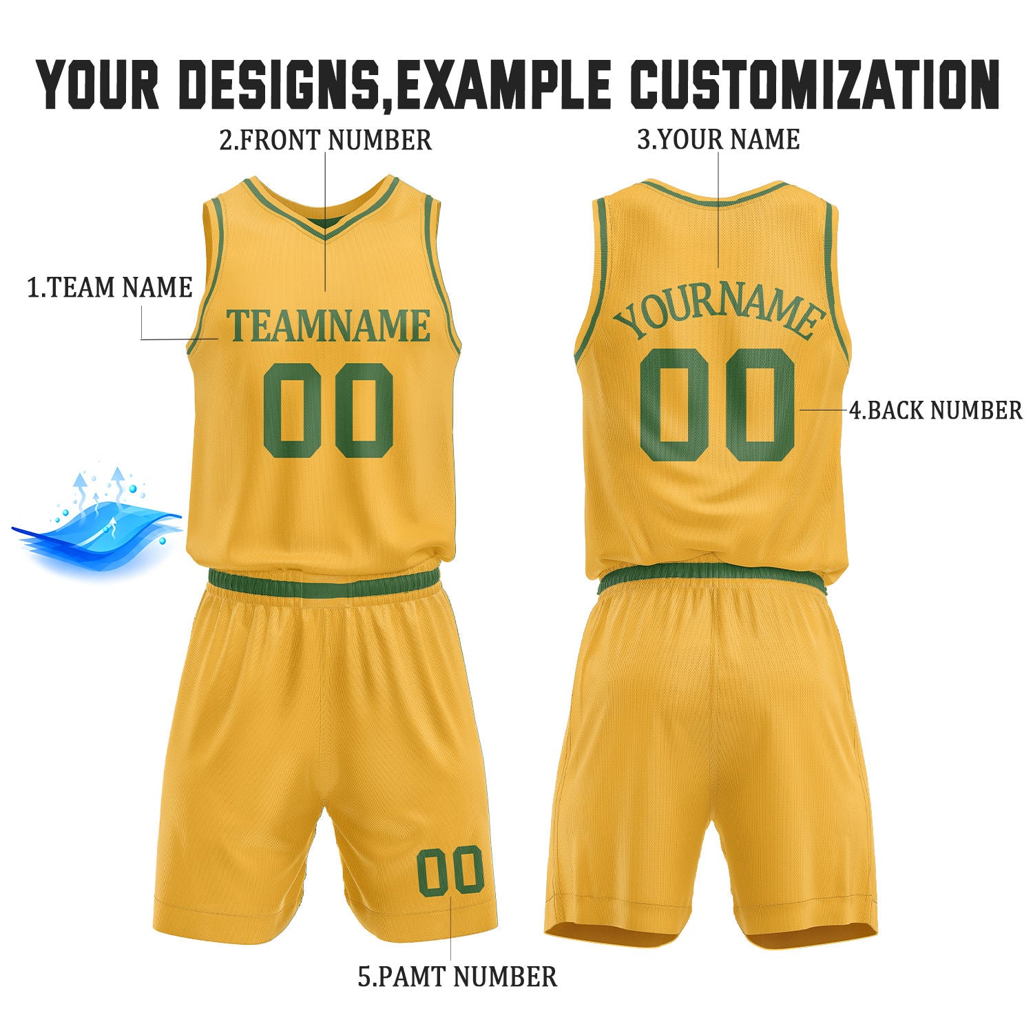 Custom Green & Yellow Reversible Basketball Jersey Shorts Set | Personalized Full Team Uniform