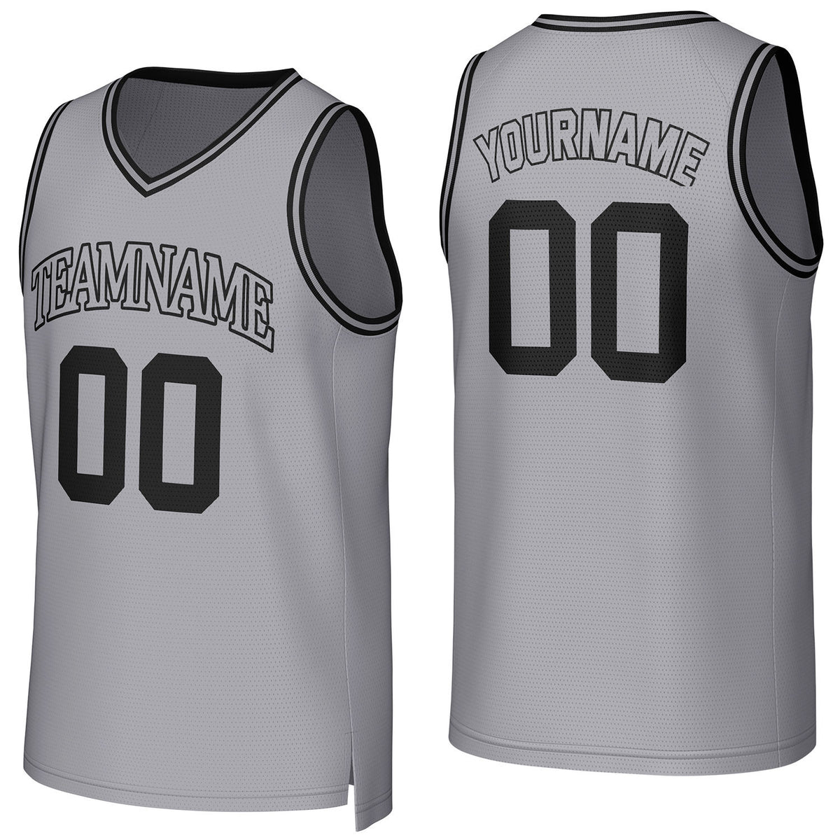 Custom grey basketball jersey with logo, personalized name &amp; number, team uniform for men women youth game practice - Vosoli