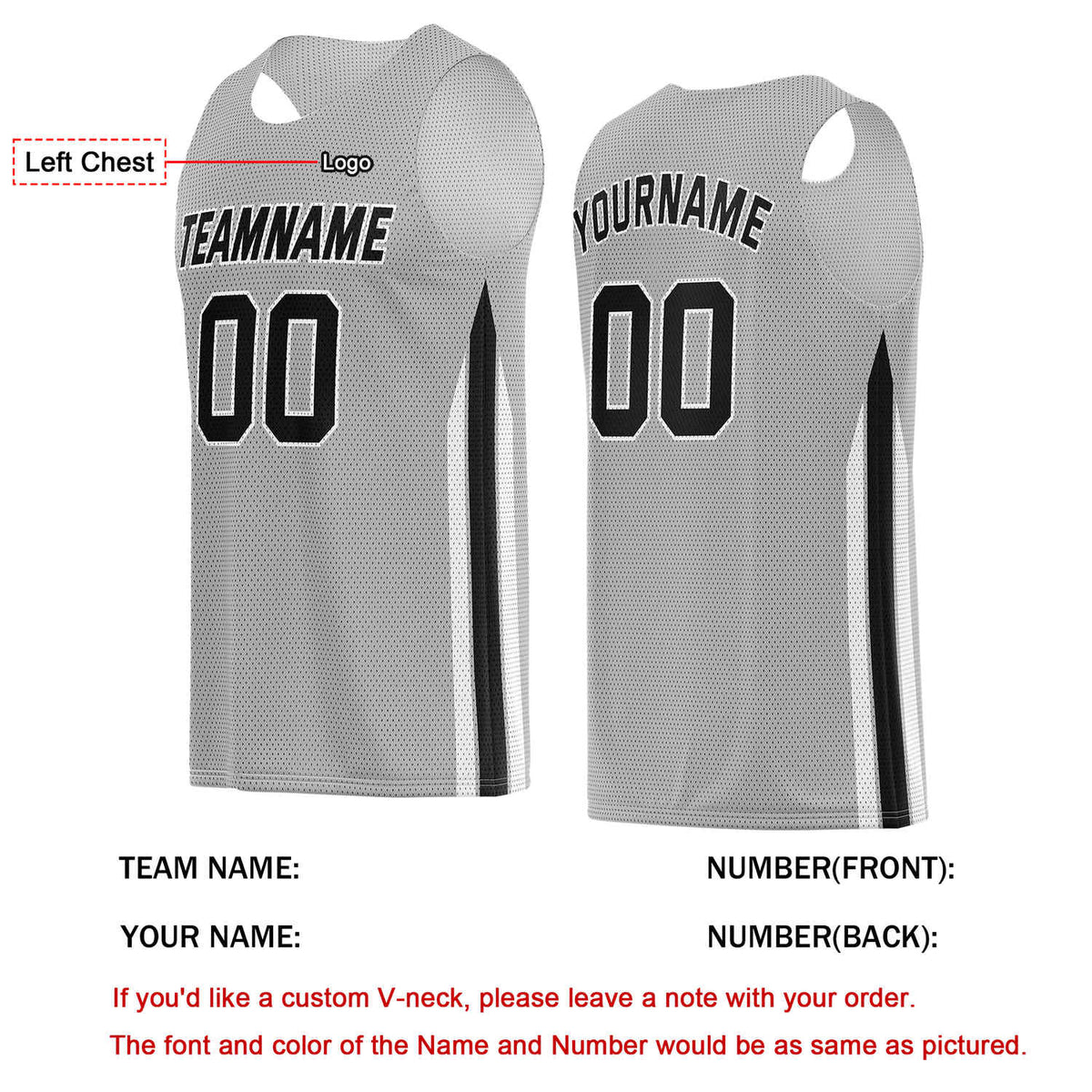 Custom Grey & Black Basketball Jersey | Personalized Team Kit - Vosoli