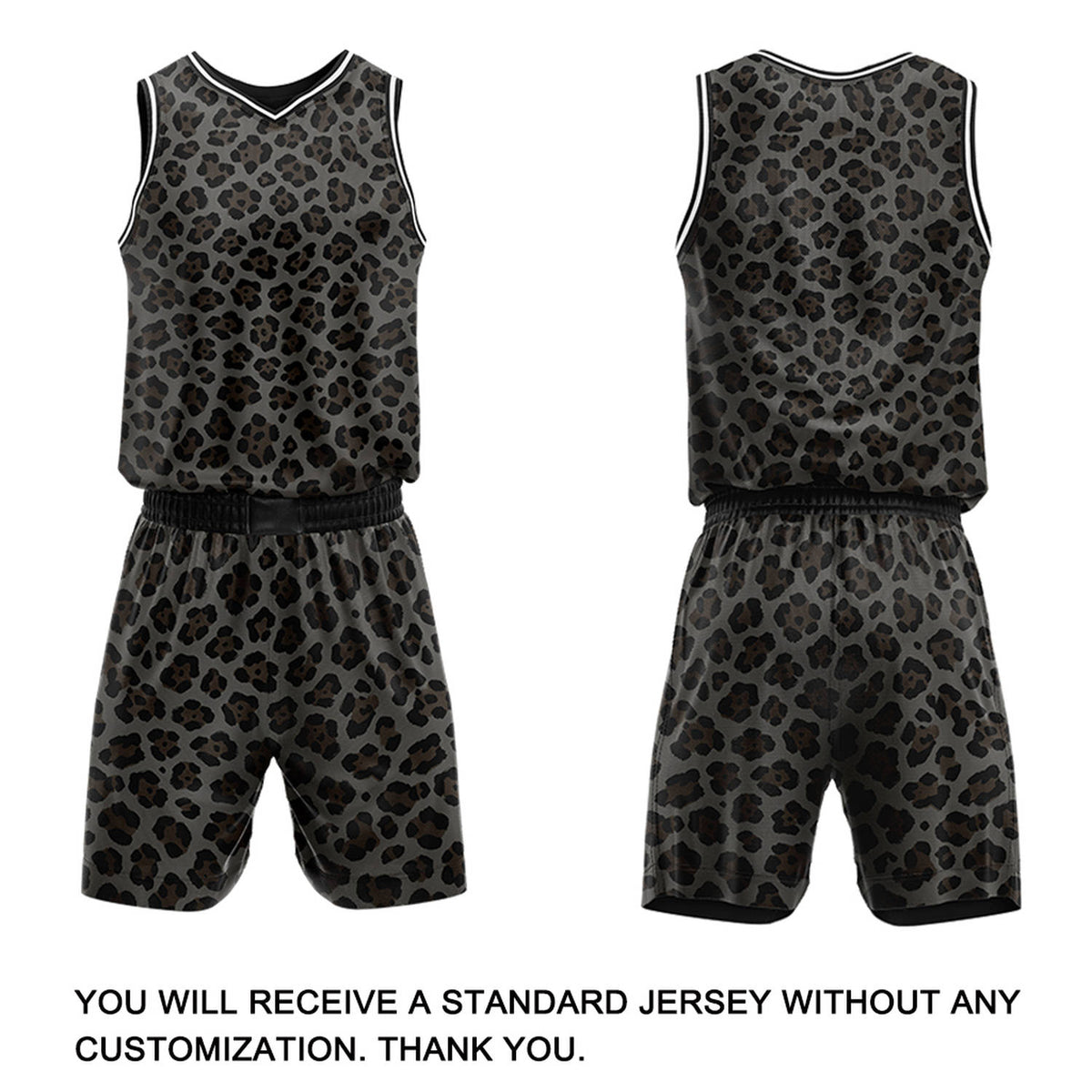 Custom Grey Leopard Print Basketball Jersey & Shorts Set | Personalized Team Uniform