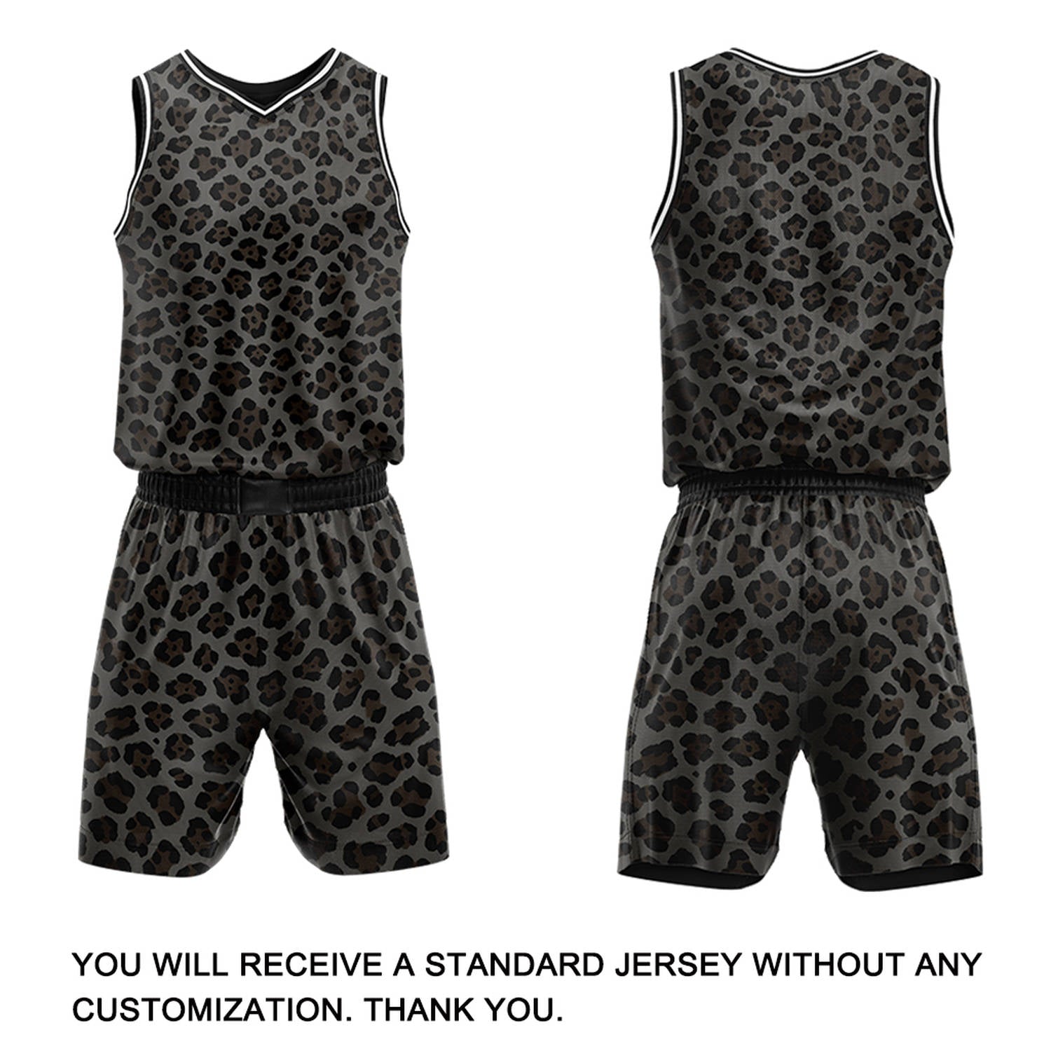 Custom Grey Leopard Print Basketball Jersey & Shorts Set | Personalized Team Uniform