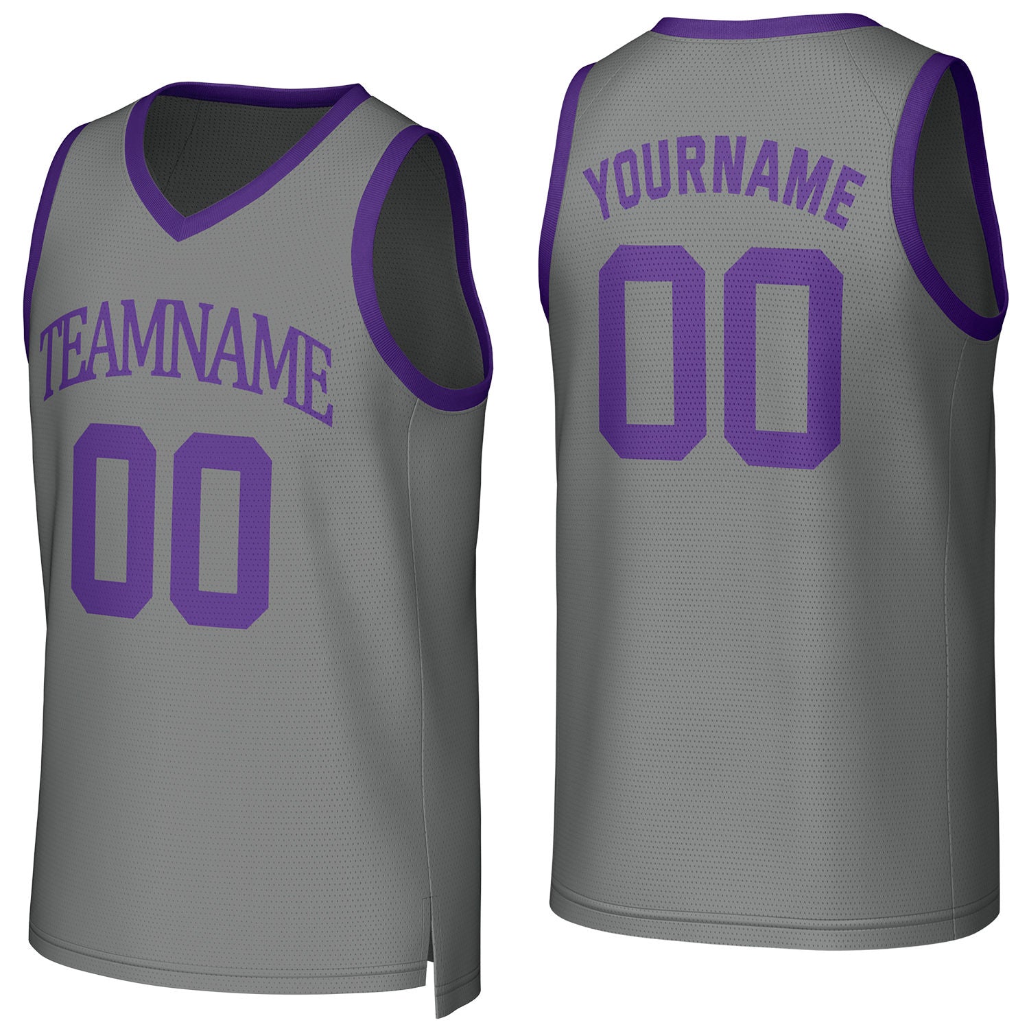 Custom grey basketball jersey with logo, personalized name & number, team uniform for men women youth game practice - Vosoli
