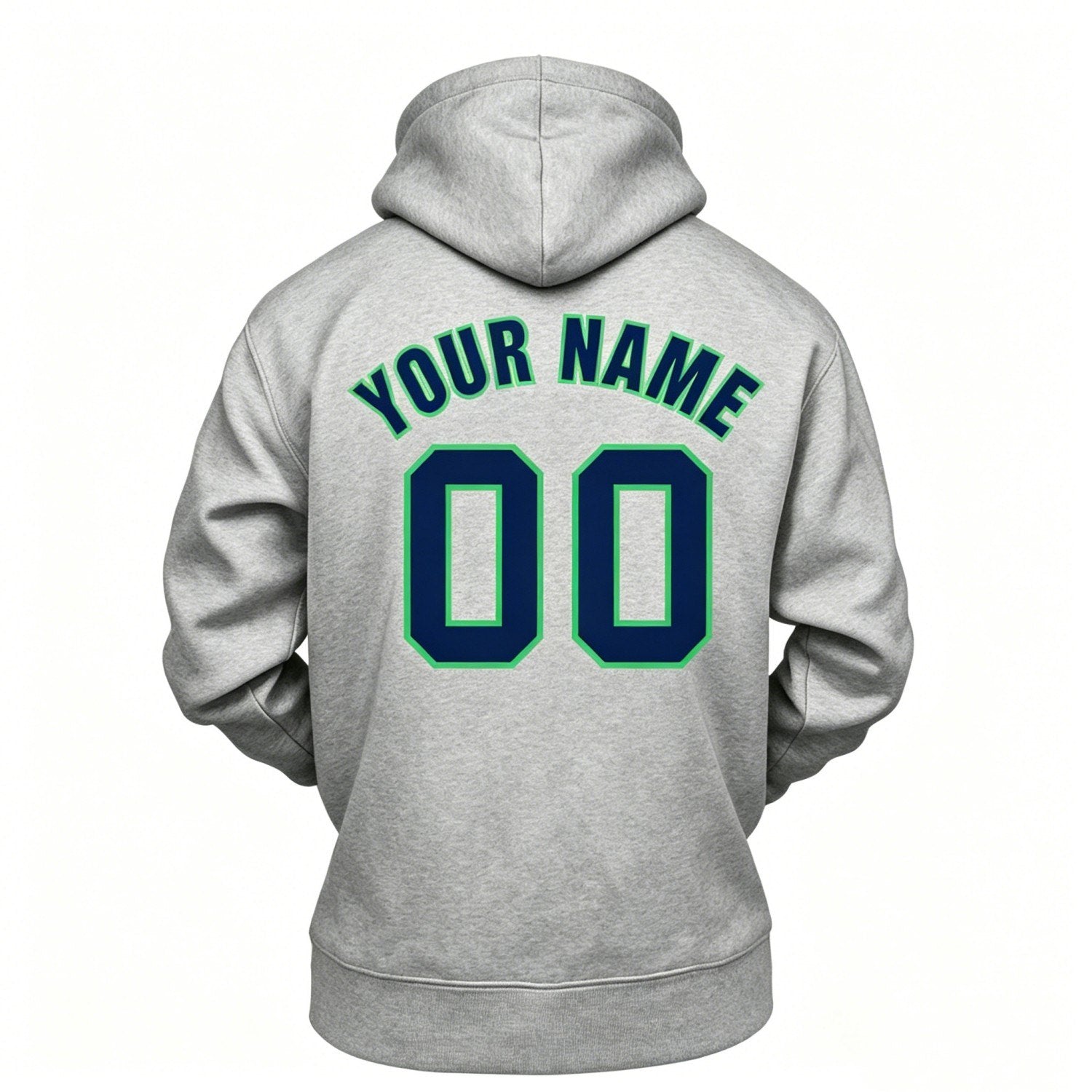 Custom Heather Grey & Navy Hoodie | Personalized Name & Number Sports Pullover | Vosoli