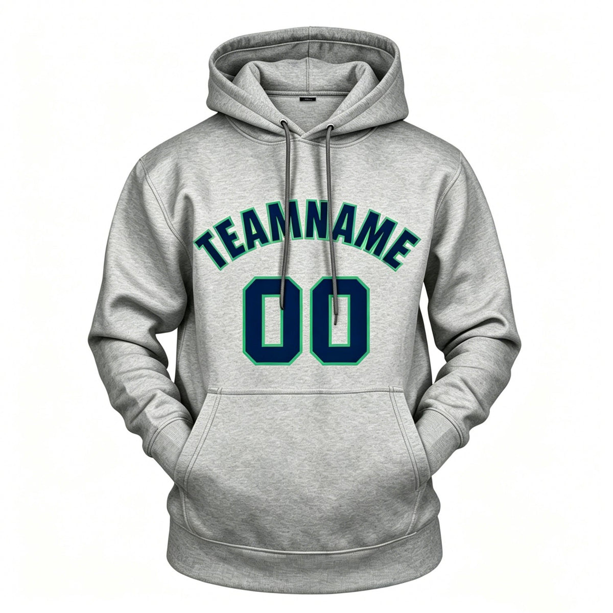 Custom Heather Grey & Navy Hoodie | Personalized Name & Number Sports Pullover | Vosoli