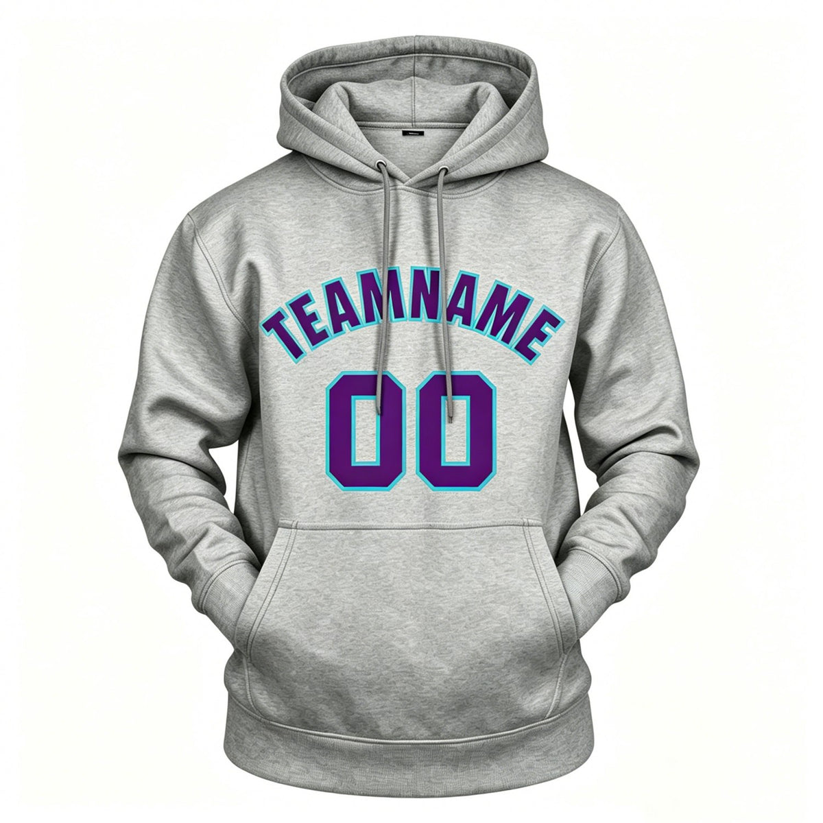 Custom Heather Grey & Purple Hoodie | Personalized Name & Number Sports Pullover | Vosoli