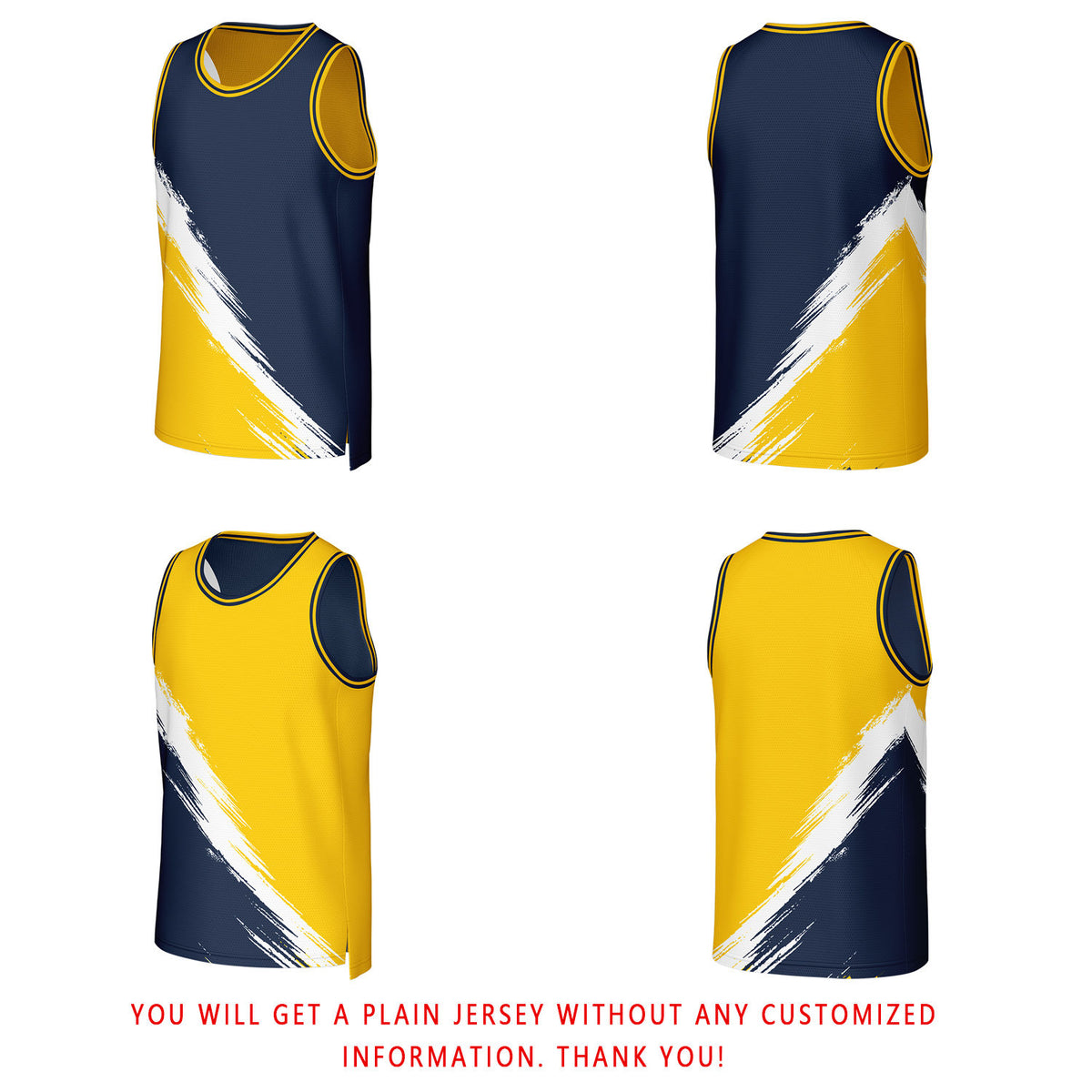 Custom Navy & Yellow Brush Stroke Reversible Basketball Jersey | Personalized Team Uniforms for Adult & Youth